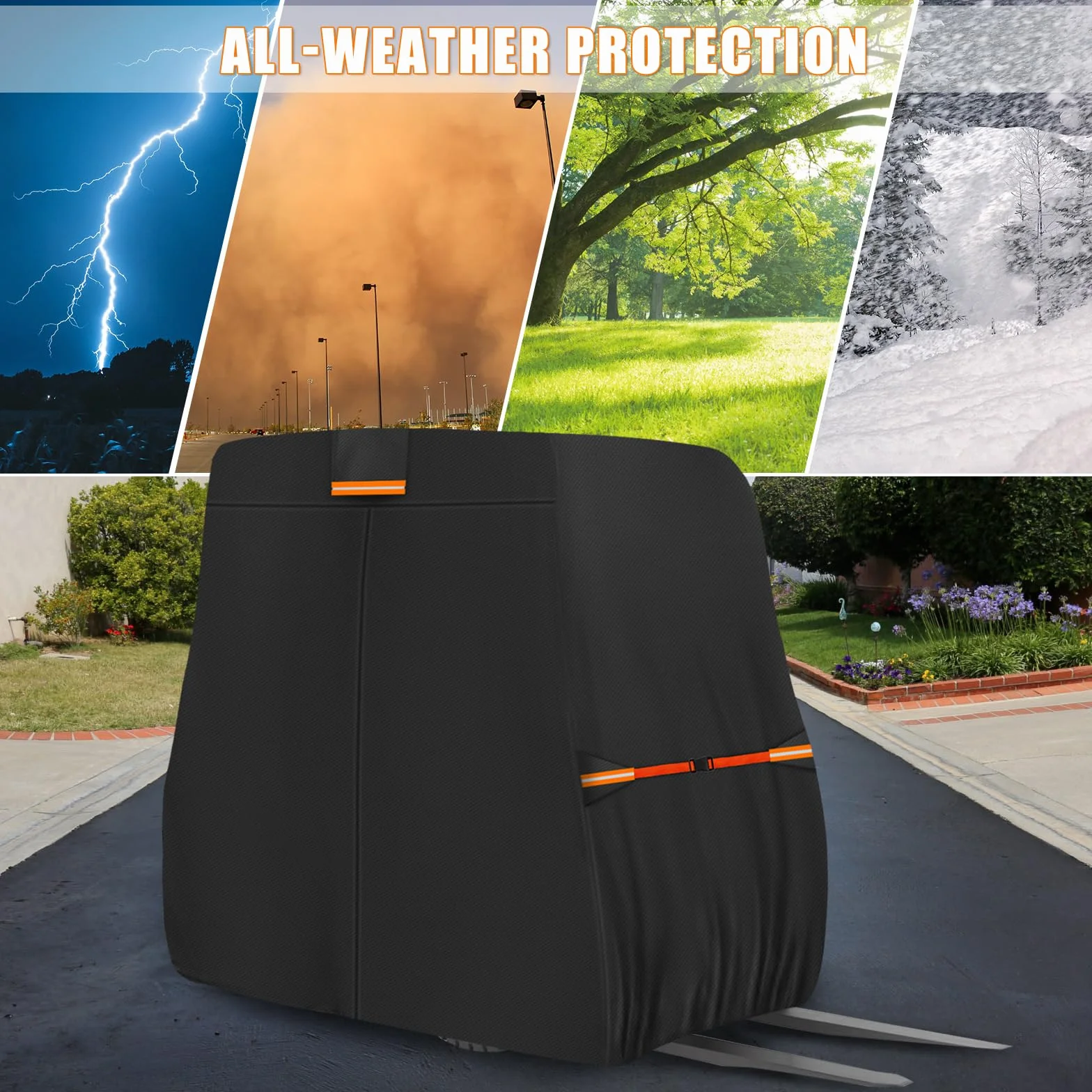 Cubierta para carretilla elevadora, impermeable, transpirable, cubierta protectora para carretilla elevadora que puede levantar aproximadamente 3628 kg, 420D para carretilla elevadora, cubierta para