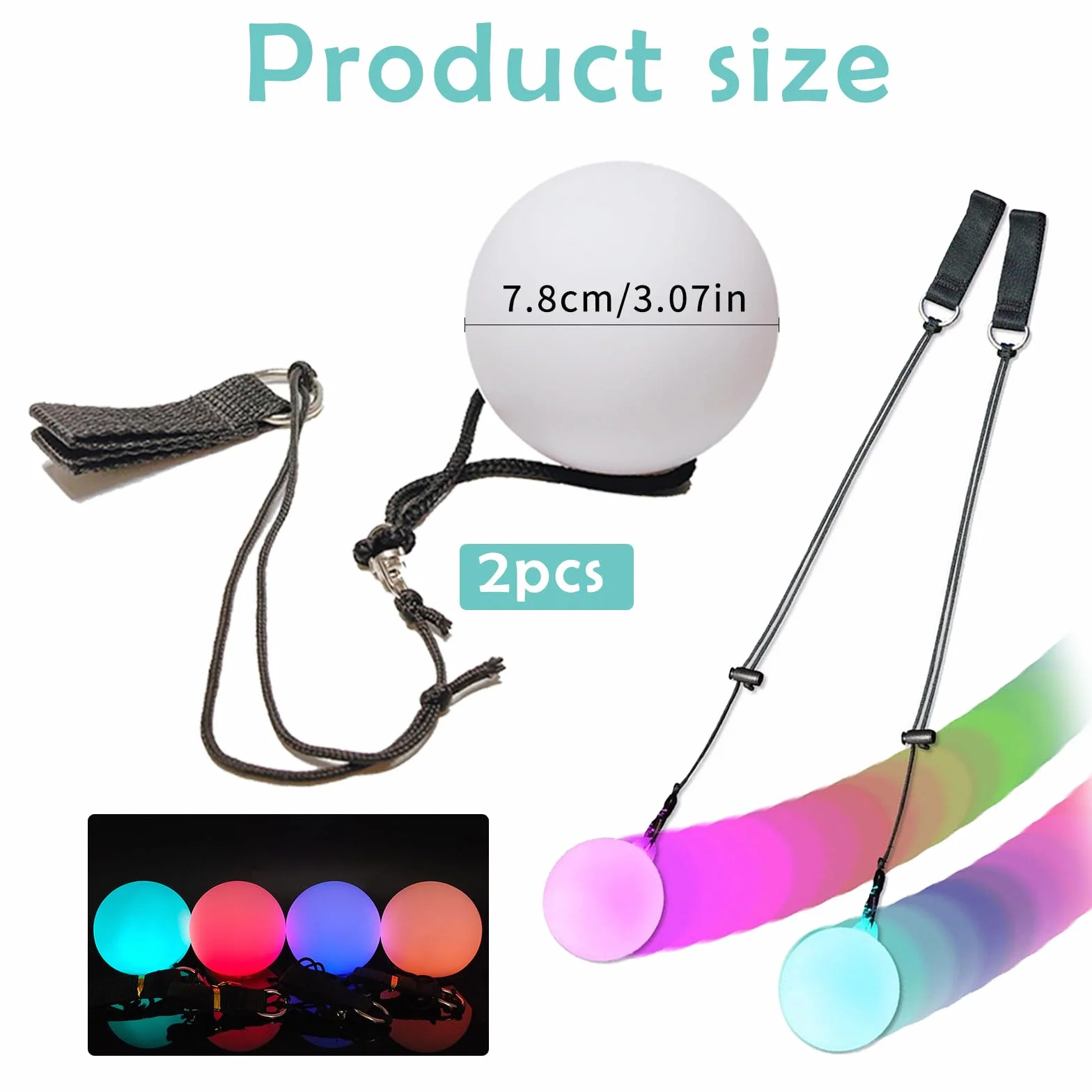 Booaee 2 Bolas LED POI Premium Luminosas para Diábolo, Malabares y Frisbee, SSQ2