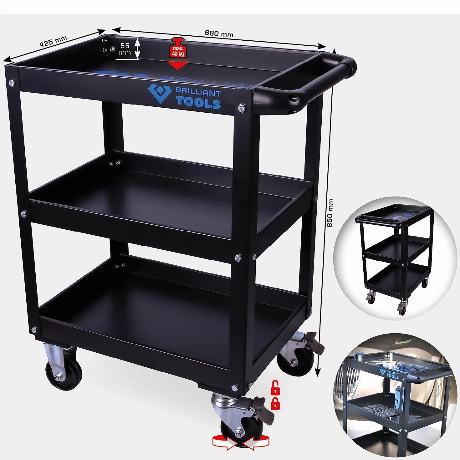 BRILLIANT TOOLS BT150900 Carro de servicio [Powered by KS TOOLS]