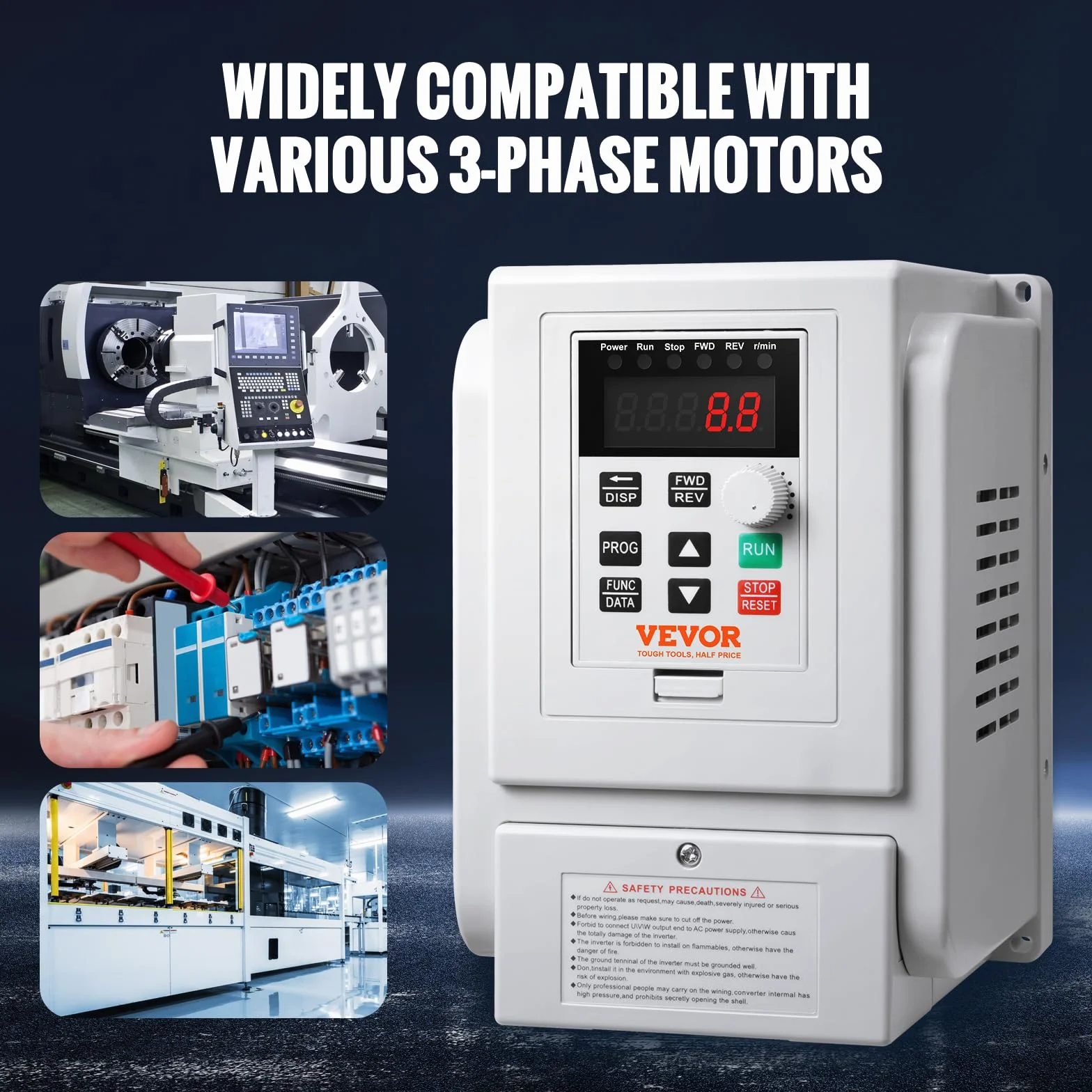 VEVOR Variador de Frecuencia Convertidor de Frecuencia de 4kW 5HP 18A 0-400Hz VFD con Entrada Monofásica Regulador de Salida Trifásico Control de Velocidad Enfriamiento Rápido para Motor de Maquinaria