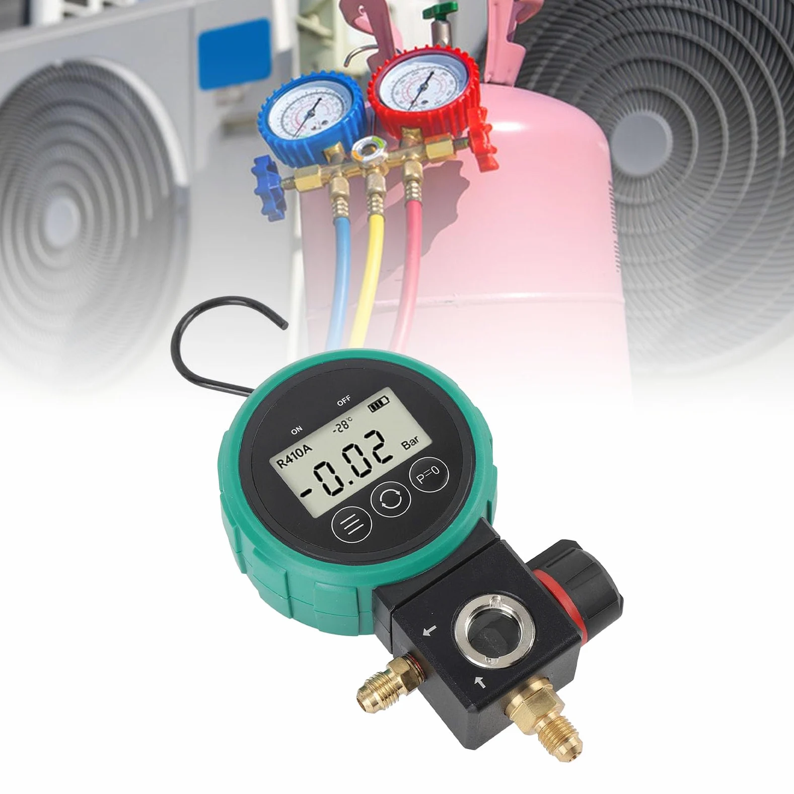 Presión Digital HVAC Manómetro Digital HVAC - Sensor de Alta Precisión para Medición Confiable de Presión con Manipulación Rápida de Válvula - Eficiencia Energética - Multifuncional