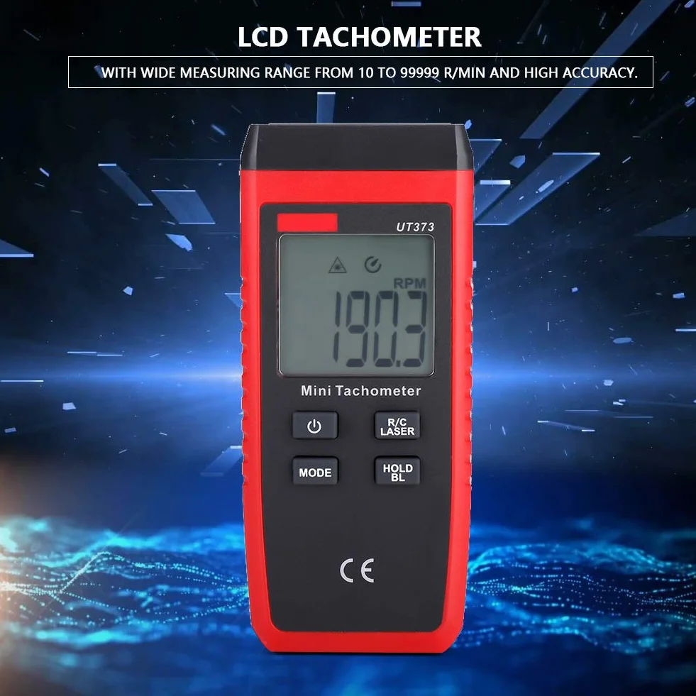 Tacómetro Digital sin Contactos UT373 Láser con Pantalla LCD, Medidor de RPM Portátil para Motores