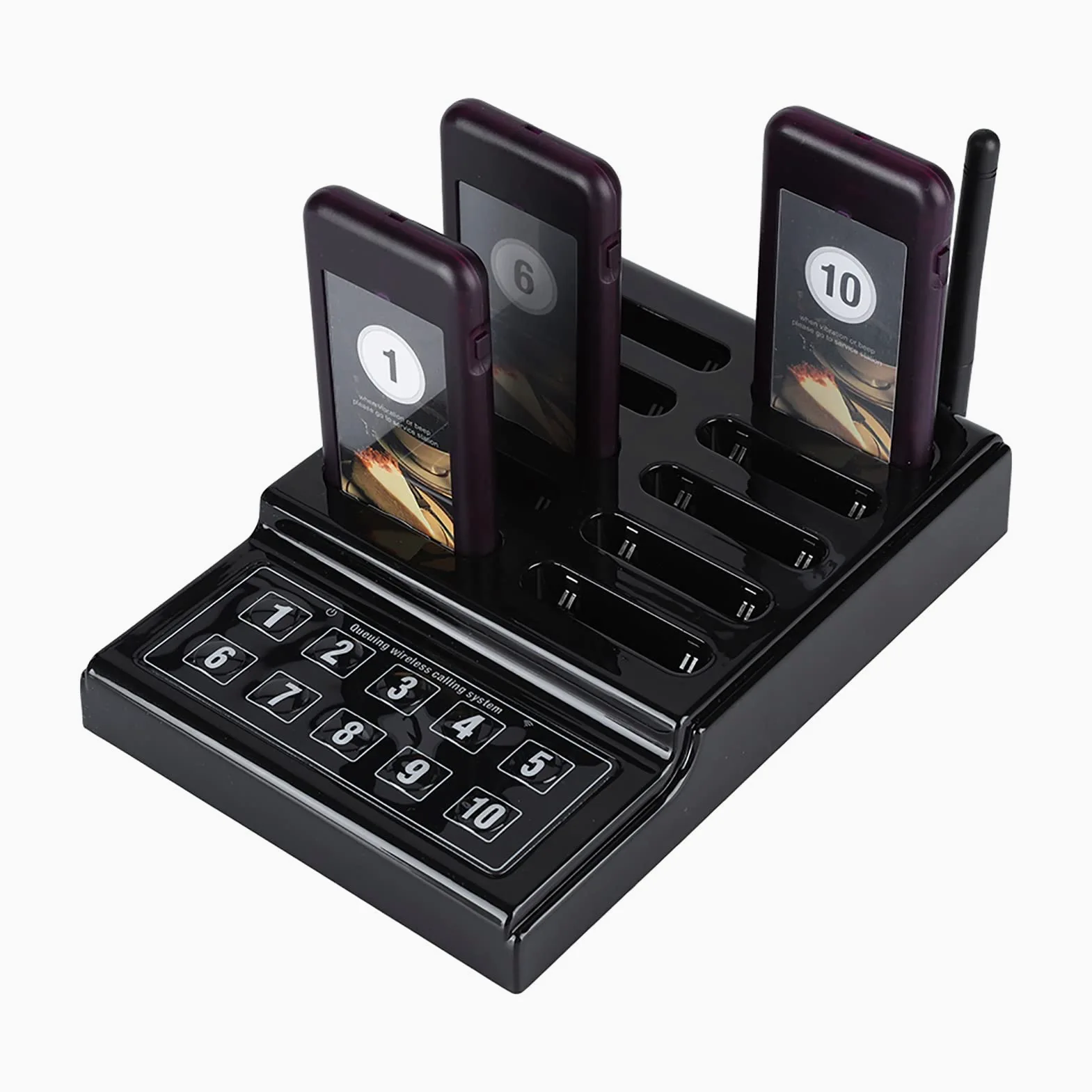 ASHATA de Llamadas Inalámbrico con 1 Transmisor + 20 Localizadores Receptores, de Paginación para Huéspedes Portátil,Call Restaurante Invitados Espera(Negro) (1)