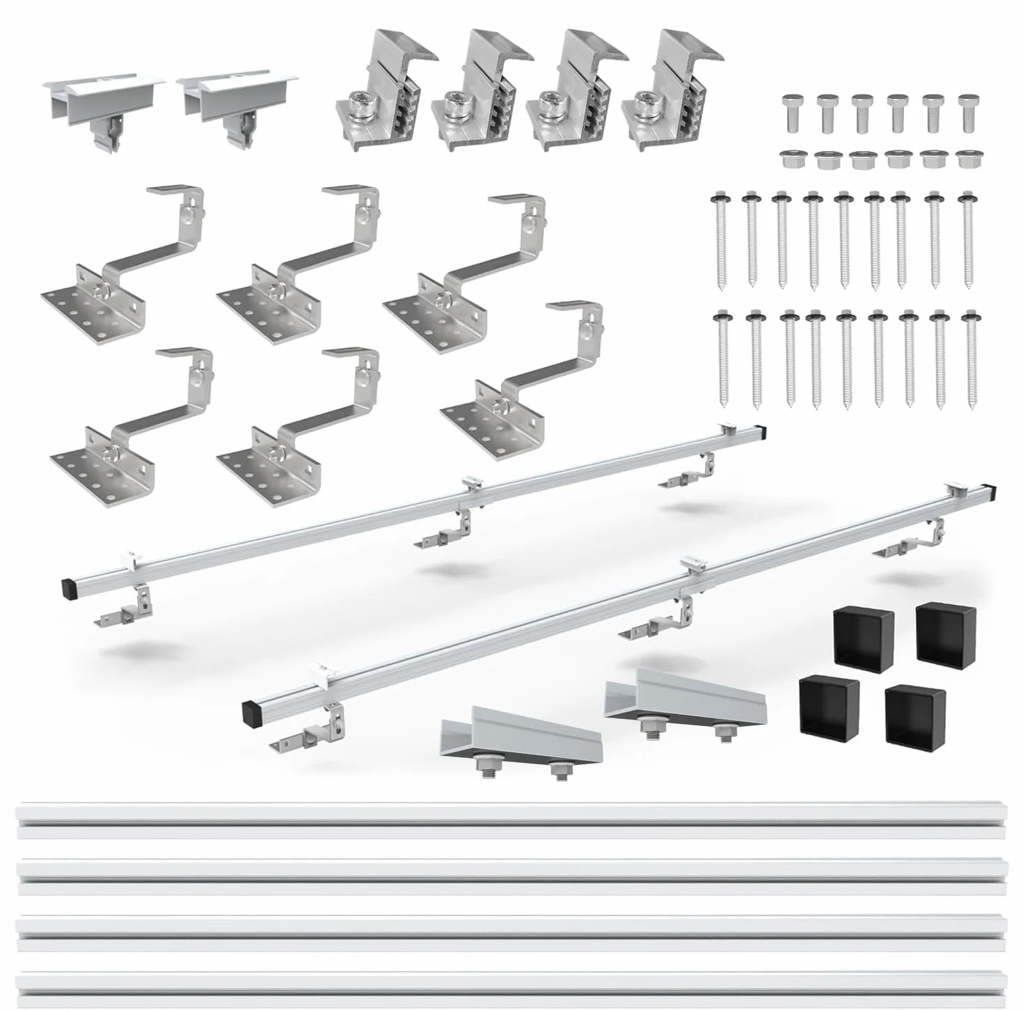 Set de 2 módulos fotovoltaicos, PV, fotovoltaica, soporte de techo, fijación, soporte, soporte, solar, panel solar, panel solar, soporte fotovoltaico, techo de tejas, 35 mm