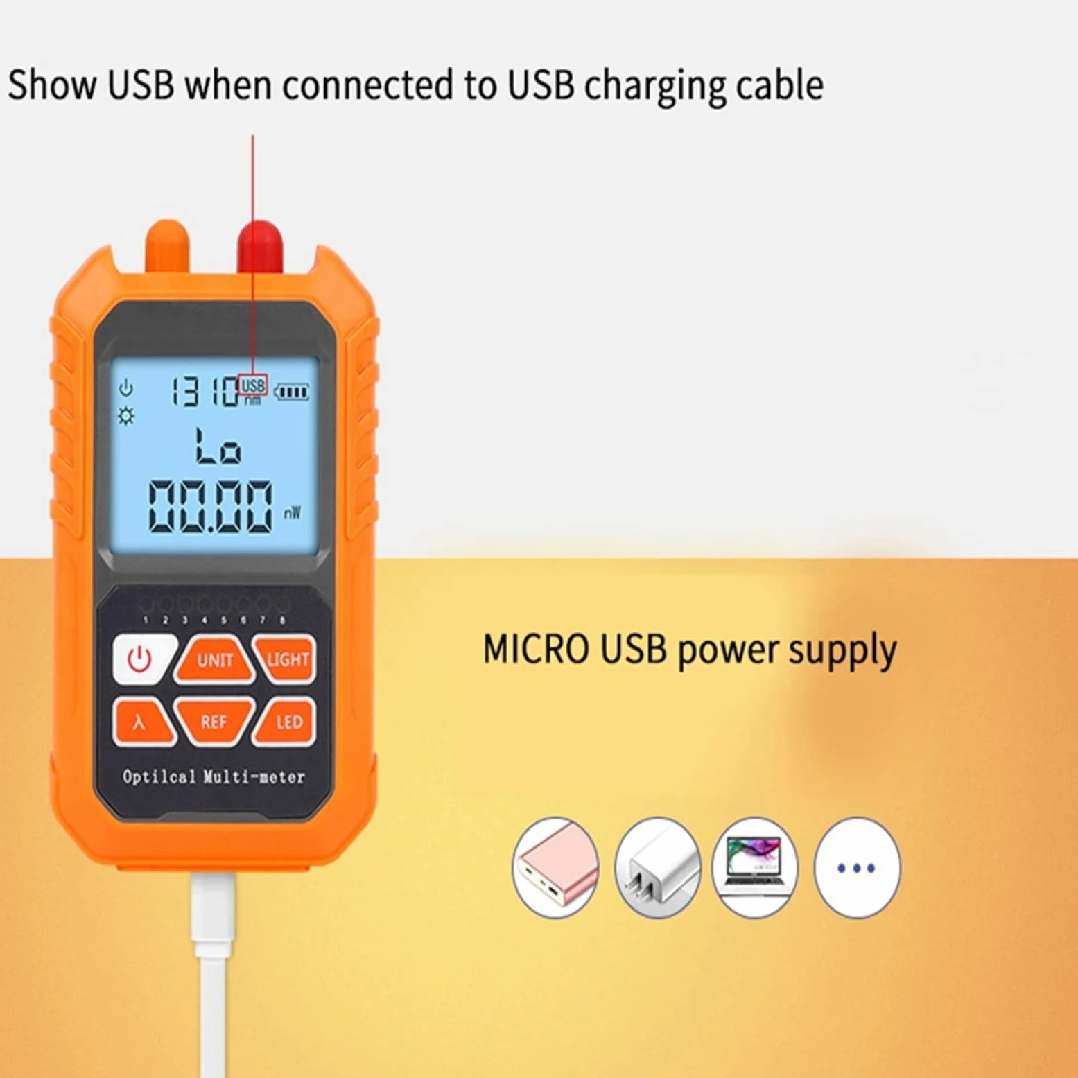Probador de fibra, 3In1 Medidor de potencia óptica Visual Localizador de fallas de la red Prueba de la redes de la red Probador de fibra óptica 1MW con un localizador de fallas visuales de 5 km,Multi