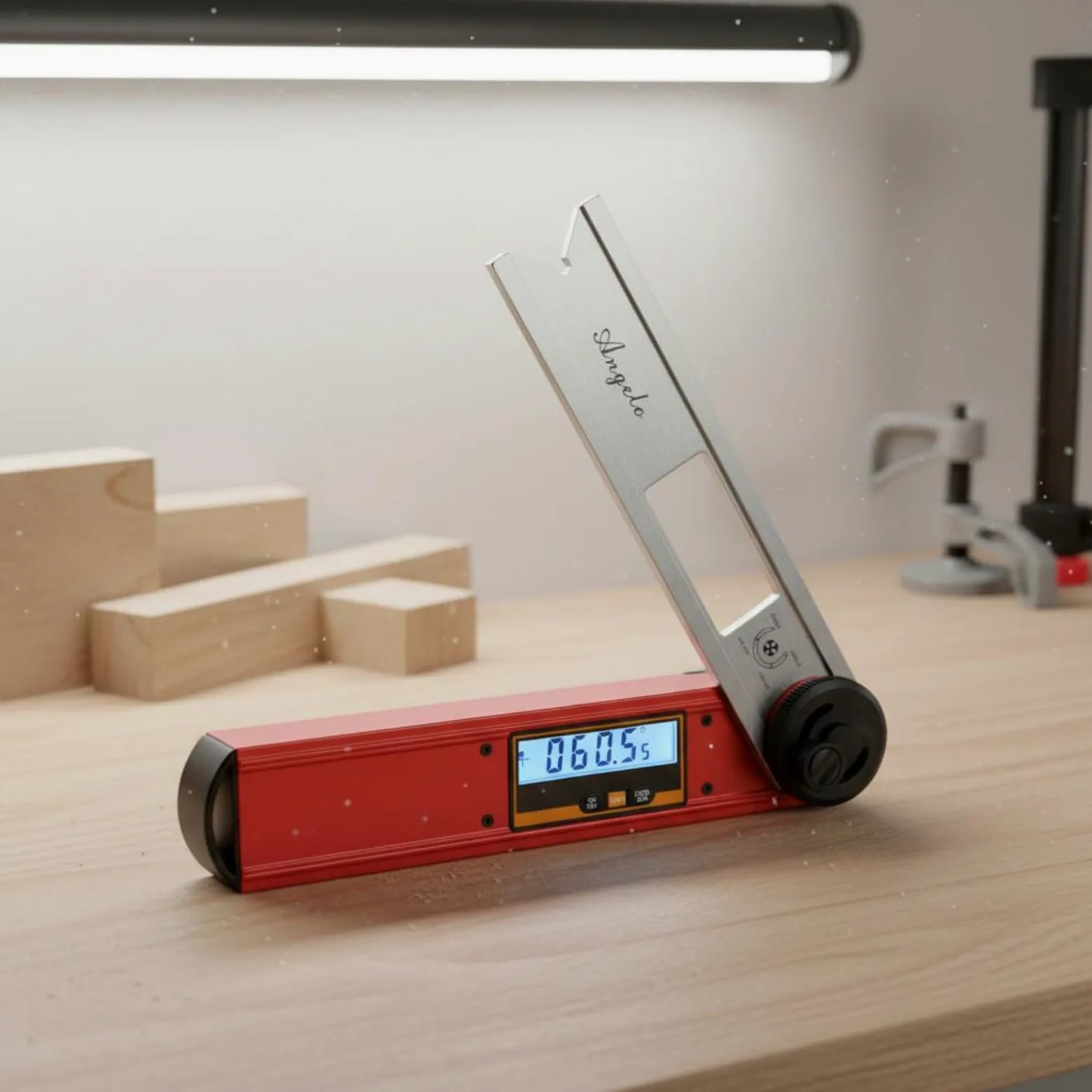 F Fityle Medidor de Ángulo Digital Inclinómetro Goniómetro Regla con Función 360 Grados Niveles de Burbuja y Pantalla Estable Cuerpo de Aluminio Brazo de Acero , Rojo , Ace-360h