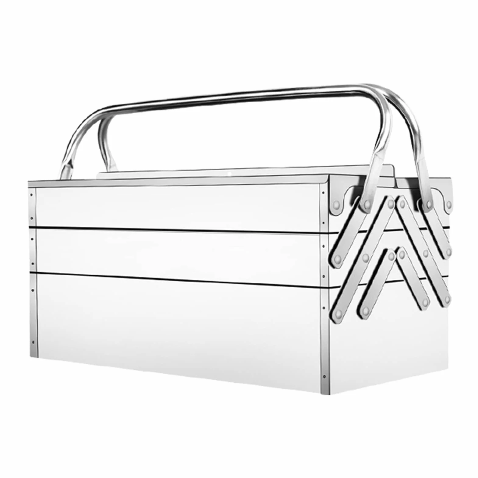 Caja de Herramientas Cantil de Acero Inoxidable, 3 Capas, 5 T, Solución de Almacenamiento de Metal Plegable Portátil para Mantenimiento Automotriz (420)