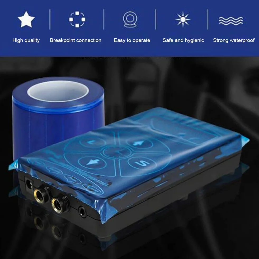 Película de barrera para tatuajes autoadhesiva azul transparente impermeable 1200 hojas