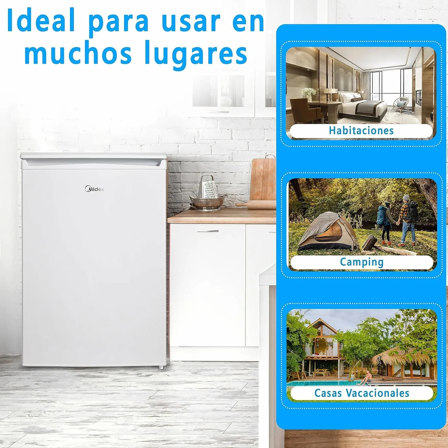Midea Mini Frigorífico 113L con Congelador Silencioso 39dB Bajo Consumo