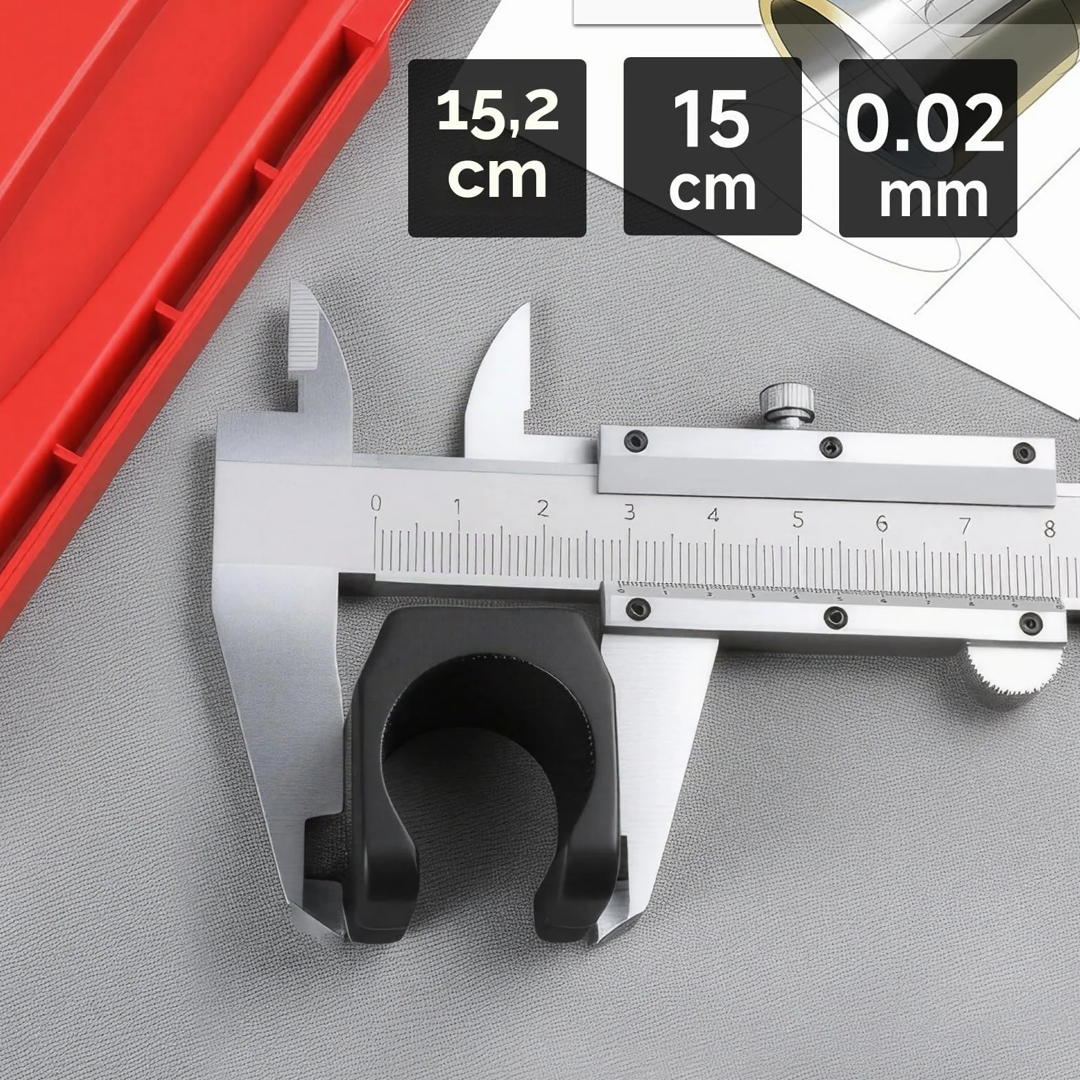 Pie de Rey 0-150mm Calibrador Precisión 0.02mm Herramienta Medición