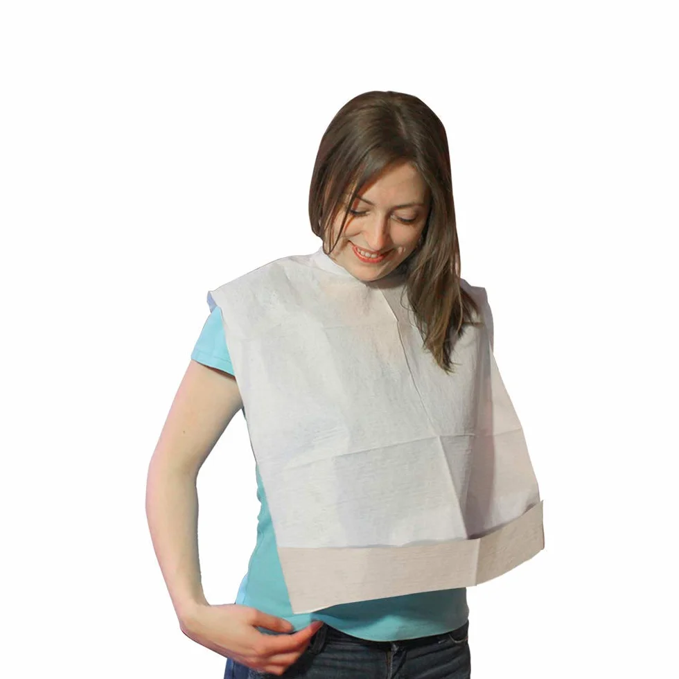 MEDICAL SUD PROFESSIONAL Baberos desechables para adultos de celulosa y polietileno con bolsa de recogida absorbentes e impermeables, fabricados en Italia