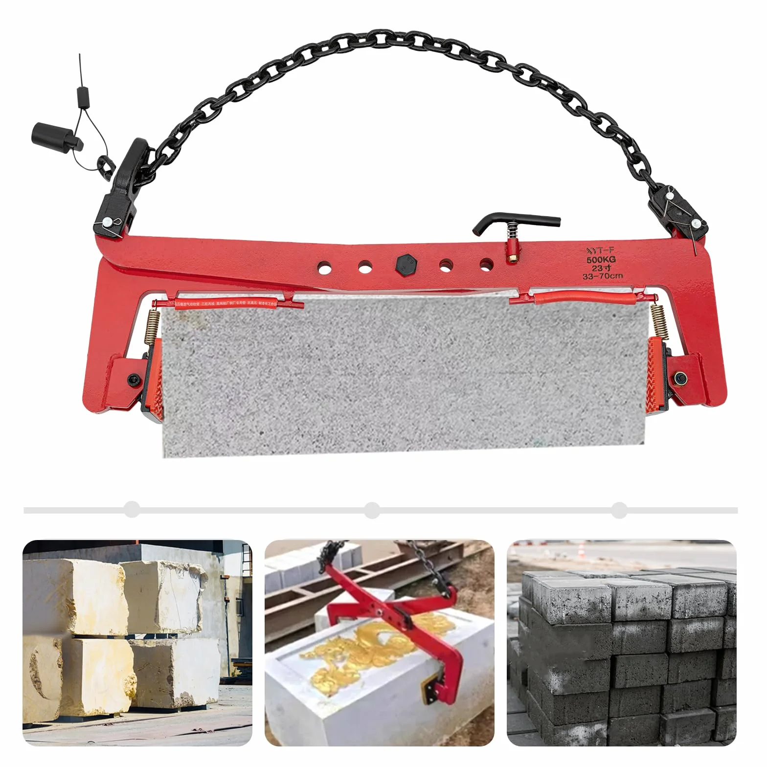 MINRS - Alicates de desplazamiento - 500 kg - Soporte de piedra y pinza de elevación para adoquines - Extractor de paletas