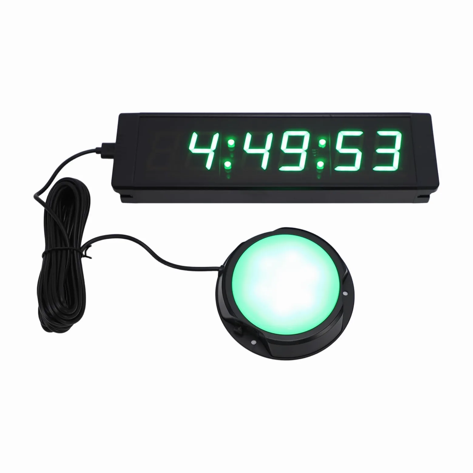 Fafeicy Temporizador de Torneo LED Reloj de Cuenta Regresiva Digital de Aleación de Aluminio Pantalla Verde de 6 Dígitos Control Remoto Recargable de 4000 MAh para Gimnasio Reuniones de