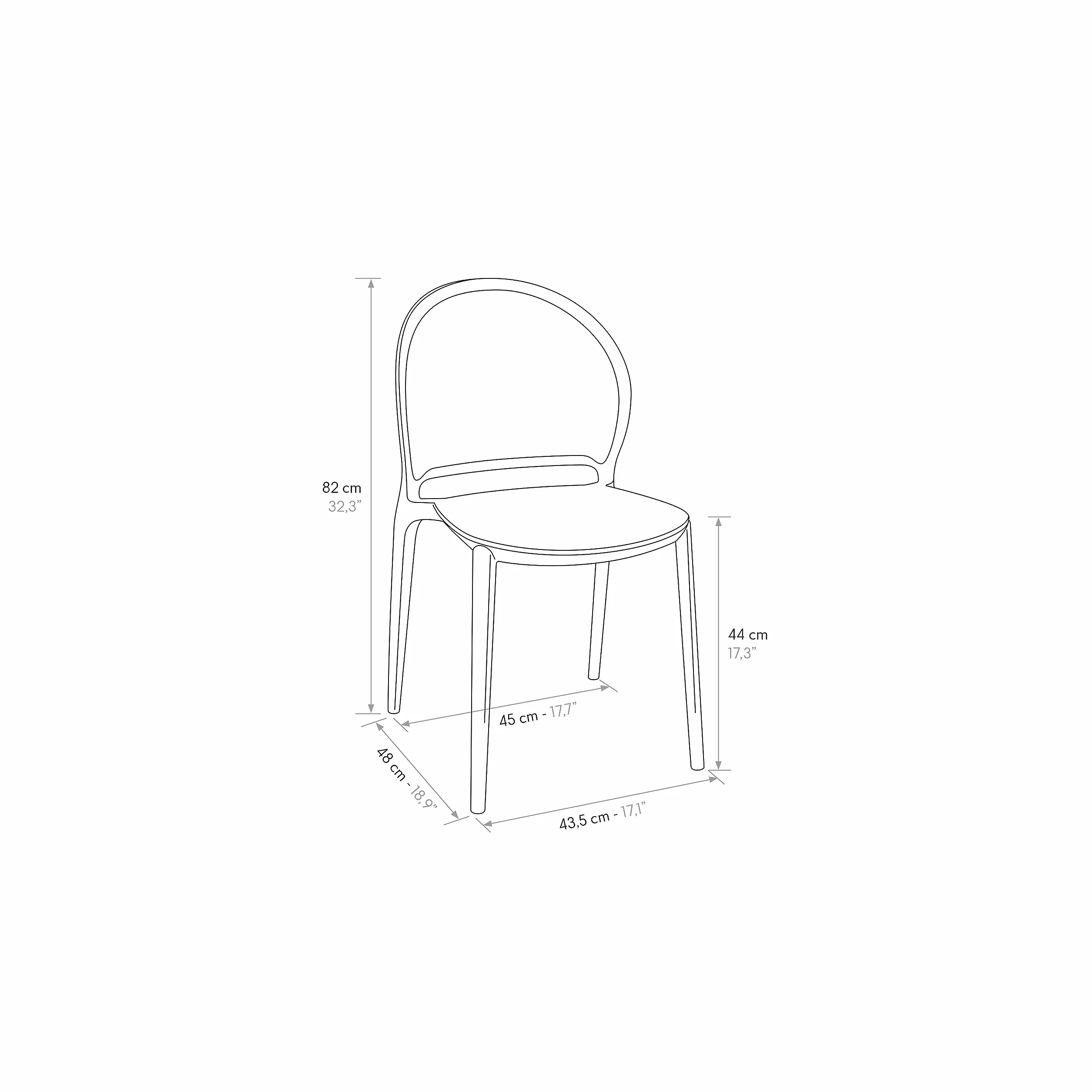 PAZZO DESIGN Silla Stefania Juego de 4 Sillas Tortora - ID_1995