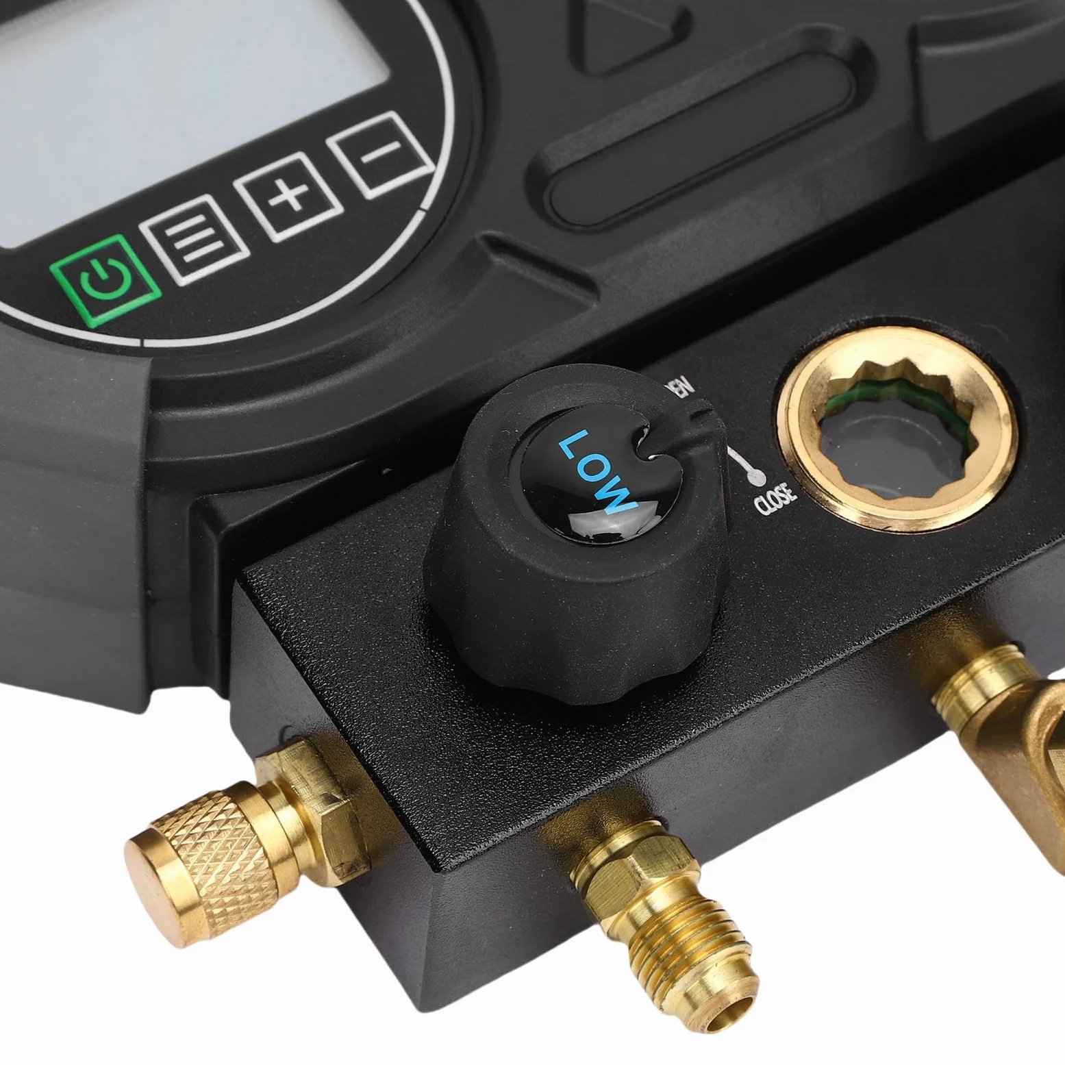 SIXRUN Manómetro Digital para HVAC, Juego de Manómetros Digitales para AC con 2 Pinzas de Temperatura para R134A R1234YF R22 R32 R410A y 92 Refrigerantes