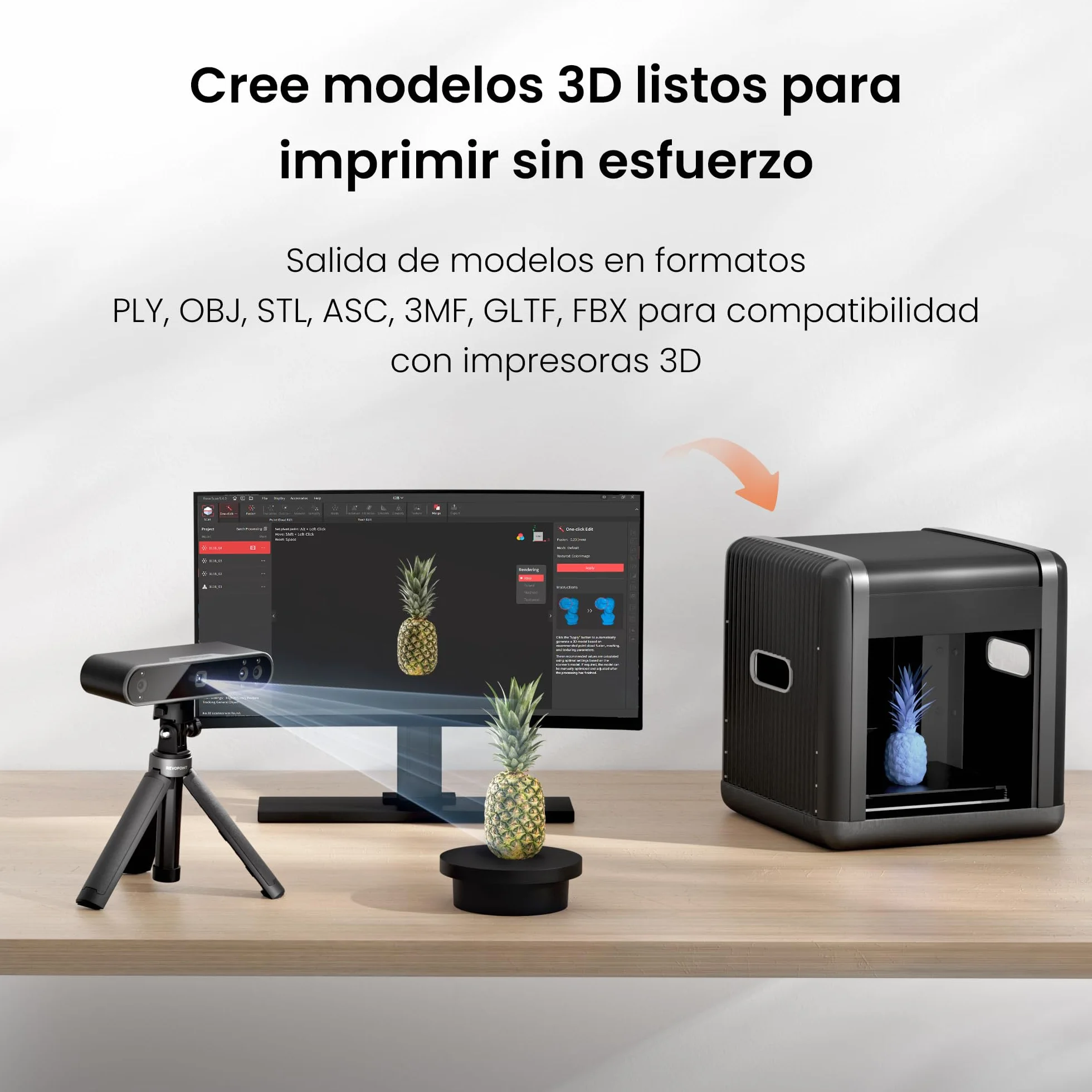 Revopoint POP 3 Escáner 3D portátil para impresora 3D, datos de color, precisión de 0,05 mm y velocidad de escaneado de hasta 18 FPS, compatible con móviles y portátiles, actualización 2023-Estándar