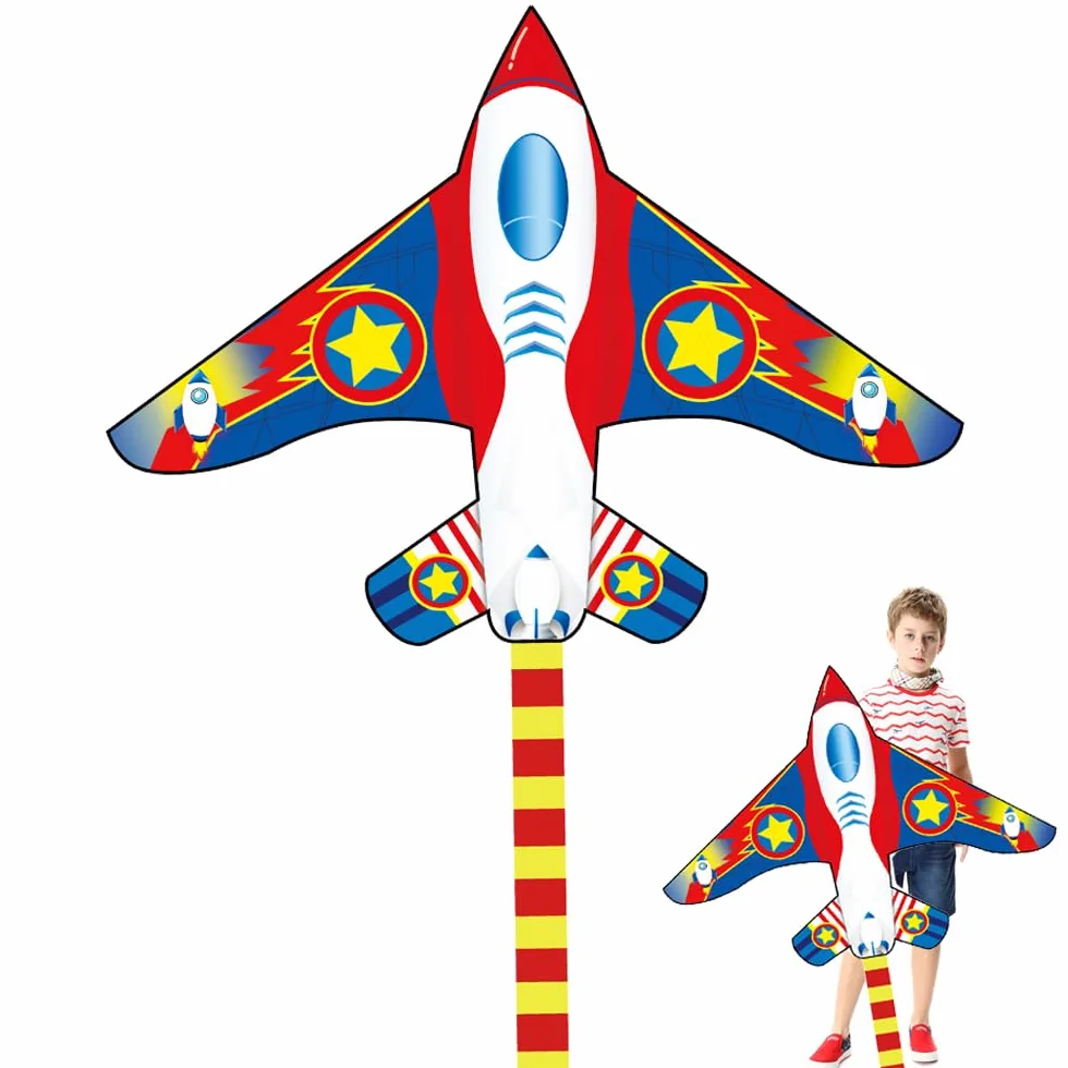 Cometa de avión para niños y adultos, regalo fácil de volar, incluye 100 m hilo