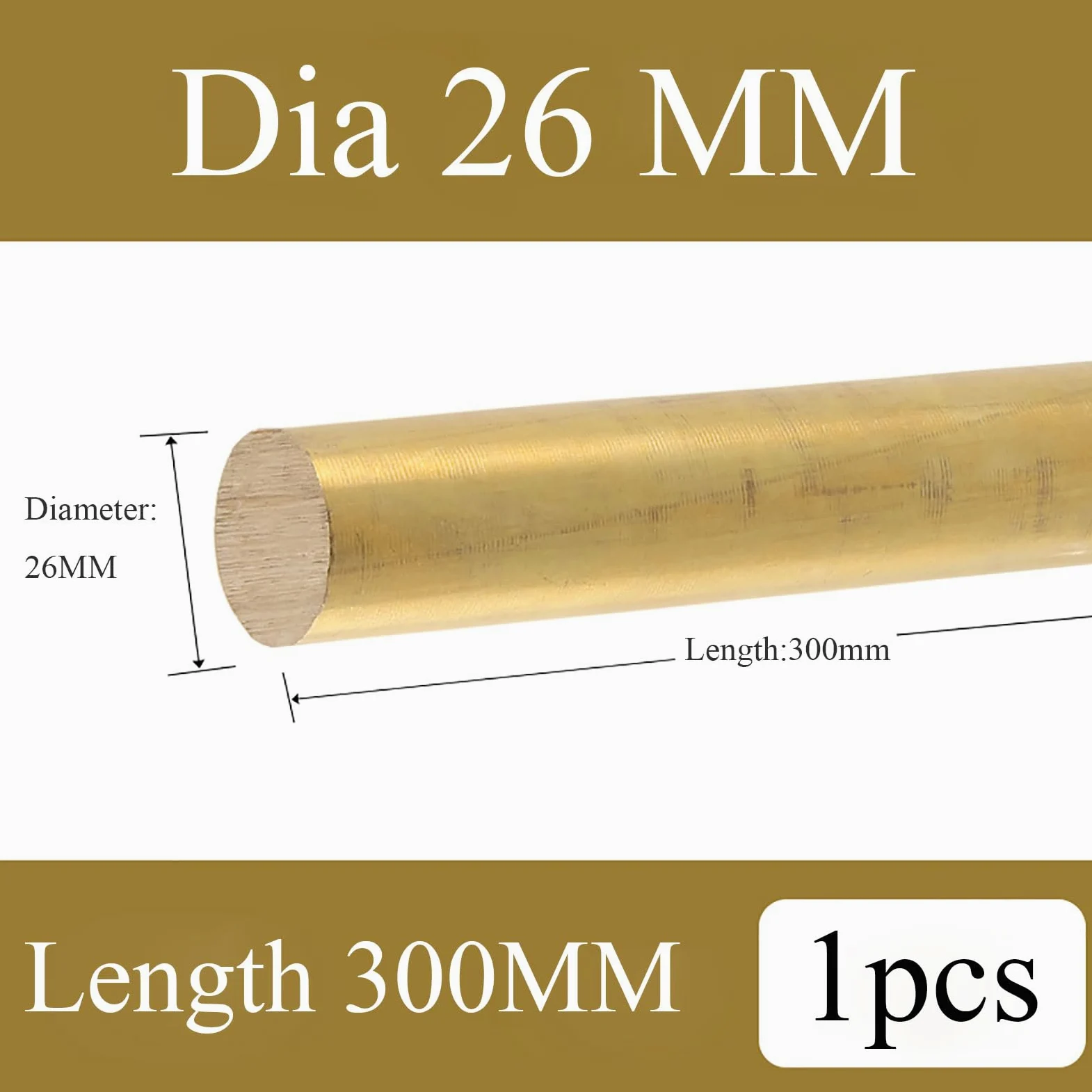 Varillas de latón macizo de 26, 28, 30 mm de diámetro, 300 mm de longitud, barra redonda de latón para manualidades, modelismo, mangos de cuchillos, perforadores de deriva, suministros de metal de