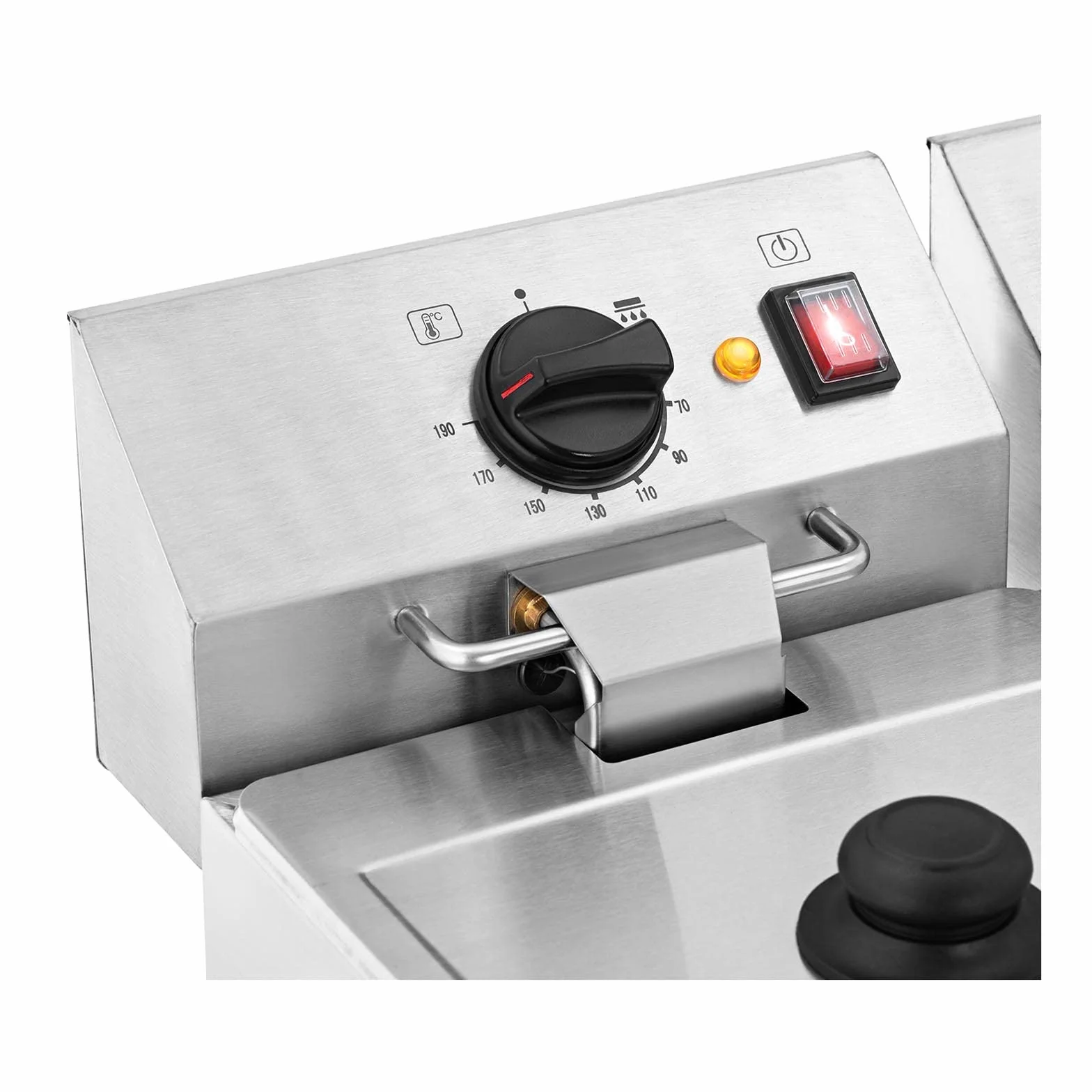 Royal Catering Freidora doble de acero inoxidable (capacidad 2 x 13 L, 2 x 3250 W, 230 V, termostato E.G.O. con grifo, incluye 2 cestas con tapa)