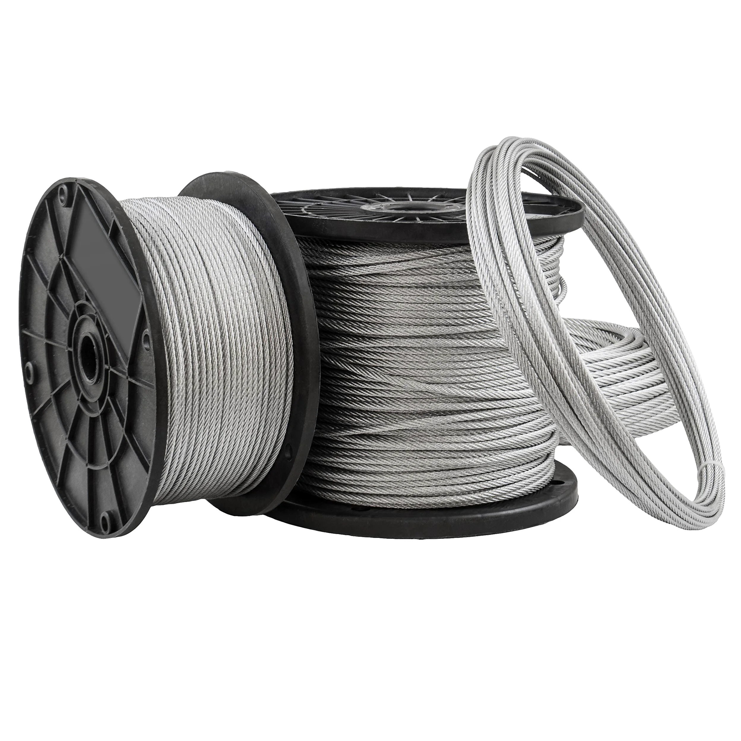 DQ-PP Cuerda de alambre galvanizada, 3 mm, 300 metros, 6 x 7 cm, cable de acero trenzado, cable de metal cincado