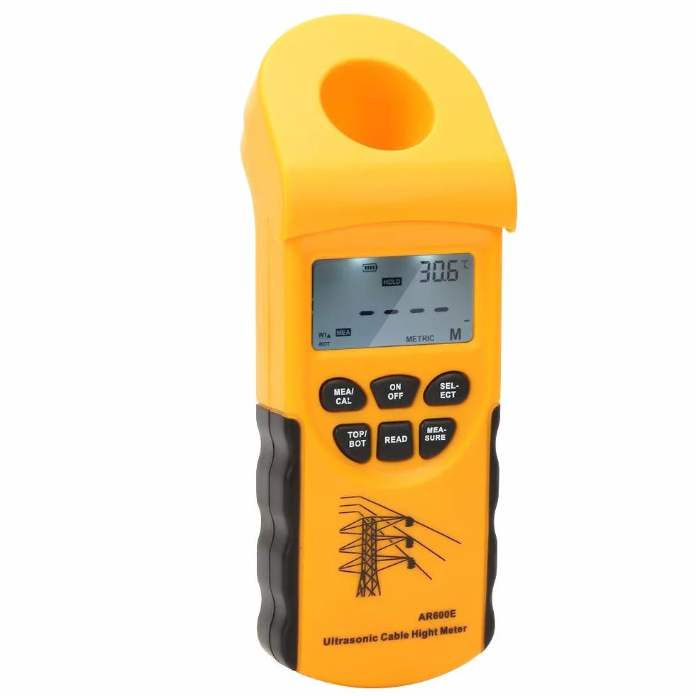Medidor de altura del cable ultrasónico 6 Cables Medición Pantalla LCD Rango de medición (Altura 3-23m, Plano 3-15m) AR600E