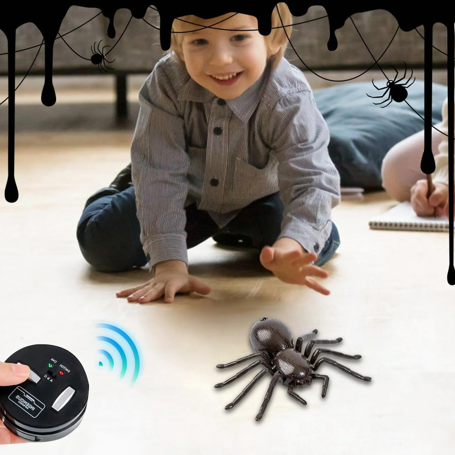 Control remoto Tarantula LED con patas móviles, animal robótico inalámbrico con ojos de escaneo rápido