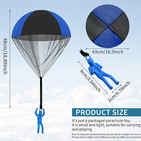 Skylety Soldado de Juguete de Paracaídas Lanzamiento a Mano Juguetes Voladores Aire Libre Azul Negro