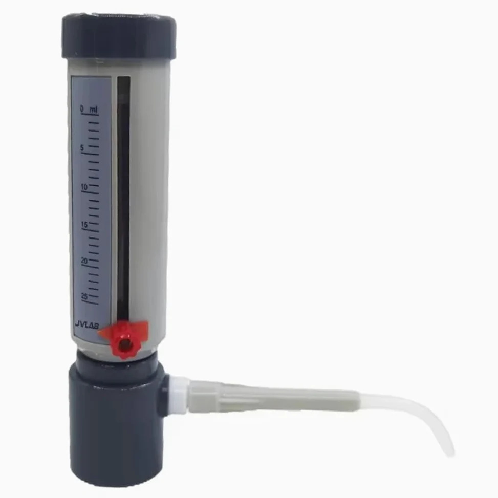 Dispensador de Líquidos Semiautomático Económico para de Laboratorio, de 5 A 25 Ml, con Adaptador GL45.