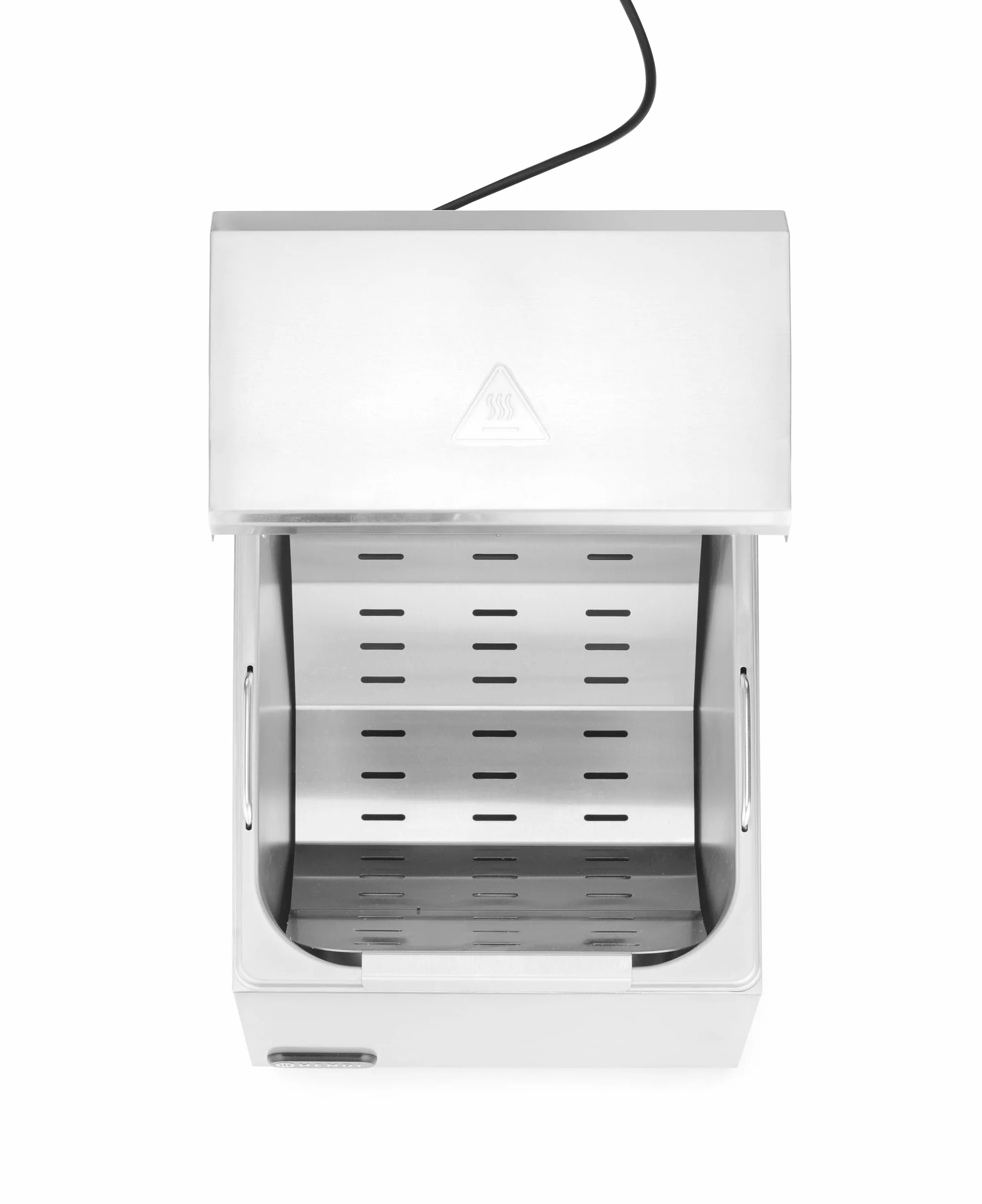 HENDI Calientapatatas fritas eléctrico con lámpara infrarroja, bandeja perforada, cubeta GN 1/2, 220V, 400W, 357x267x376mm, acero inoxidable