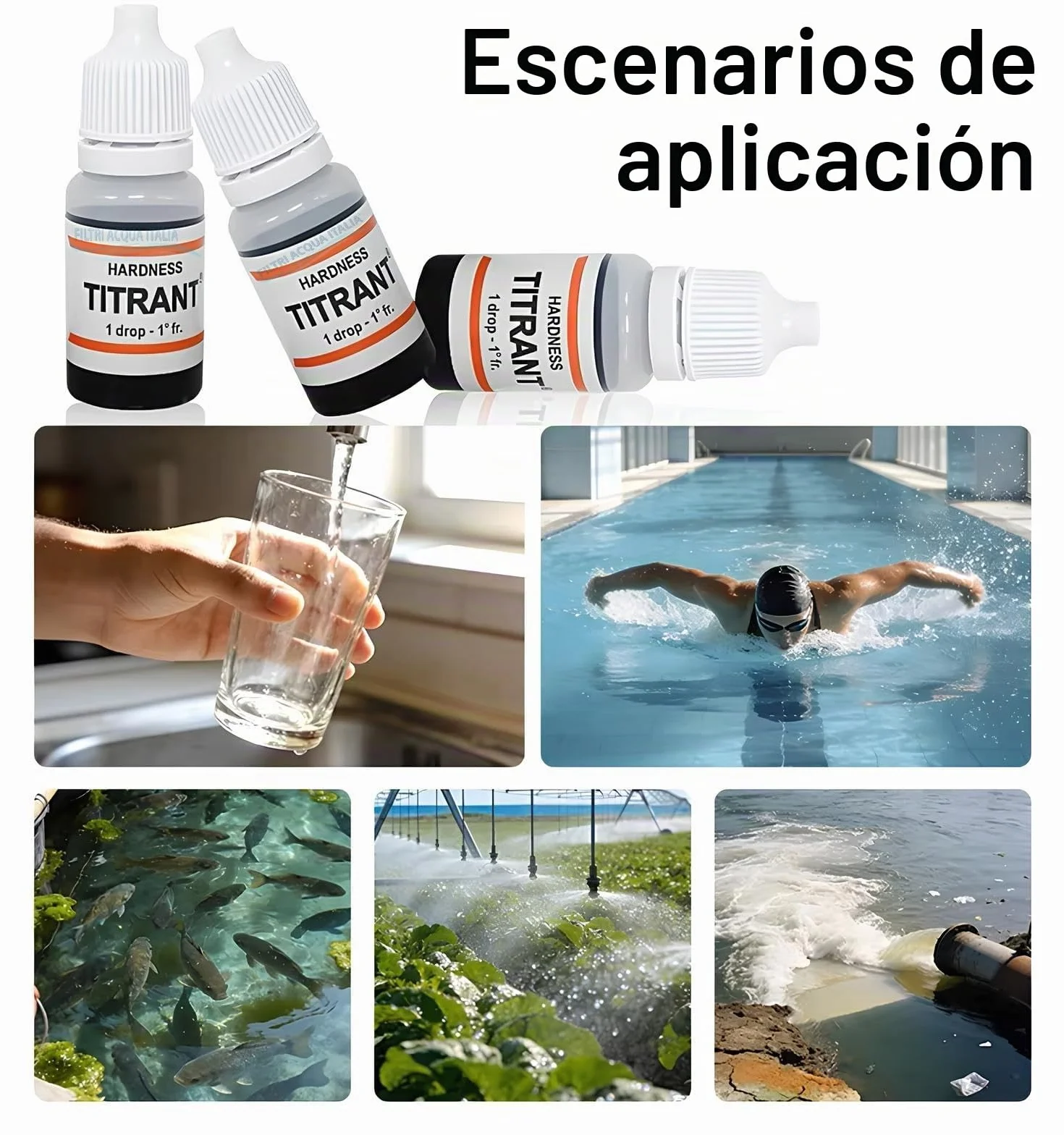 Kit análisis dureza agua Titrant grados franceses medir cal