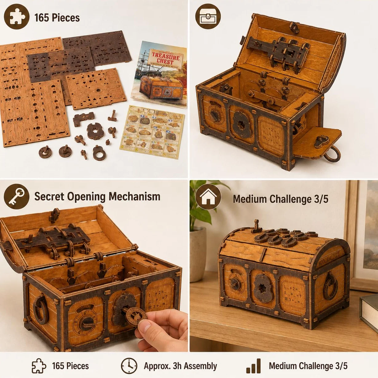 WOODEN.CITY Treasure Chest 3D Puzzle Box Escape Room Secret Mystery Box Original Gift Adults Kids