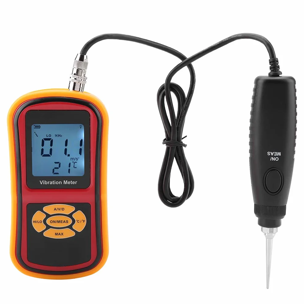 YWBL-WH Medidor de Vibración Digital Portátil GM63B con Pantalla LCD Indicador de Batería Baja Apagado Automático para Relojes Mecánicos Motores Ventiladores Rodamientos