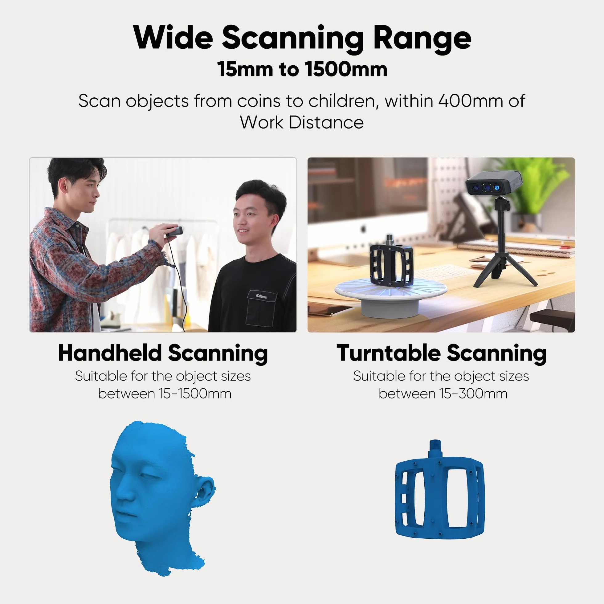 Escáner 3D con precisión de 0,03 mm, resolución de 0,07 mm, lentes antivibración, compatible con Windows/MacOS, escáner 3D portátil para impresión 3D [3DMakerpro Moose Premium Kit]