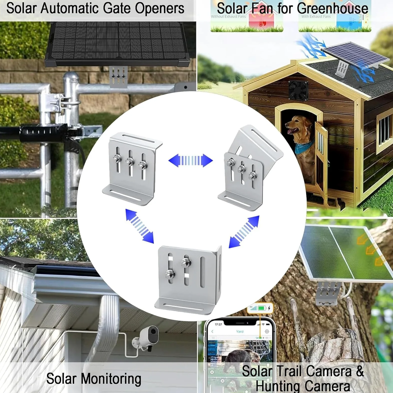 Sistemas de montaje de paneles solares de múltiples ángulos, estructura de aleaciones de aluminio, resistente al viento, con montaje solar de varios tamaños