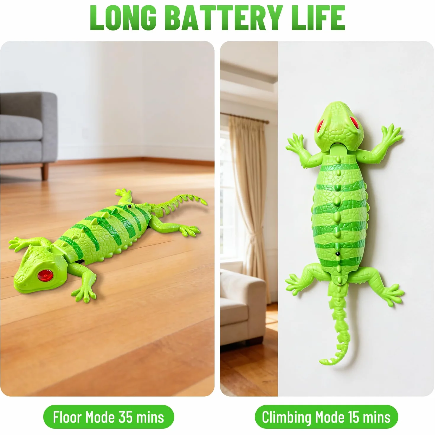 Robot de control remoto recargable Gecko que brilla en la oscuridad que trepa las paredes
