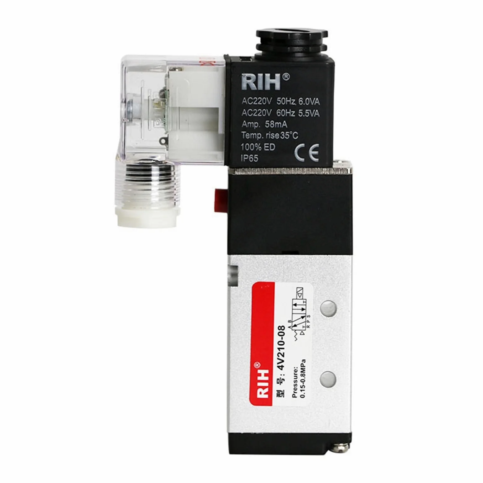 Electroválvula neumática de cinco vías y dos posiciones 24/220 V 4V210-08(4V310-08 * 24V)