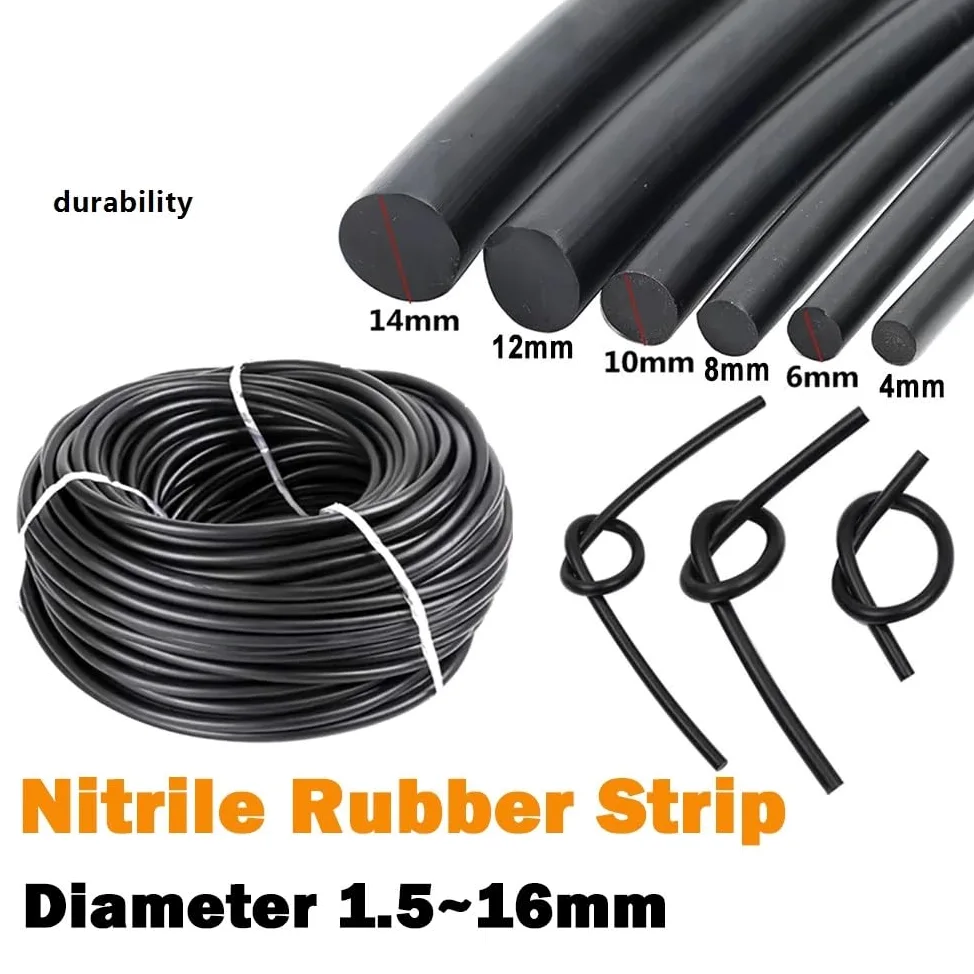 1 tira de goma de nitrilo, junta tórica sólida negra for muebles.(7.5mmx20m)