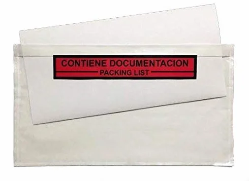 Sobre Contiene Documentación Packing List 235x132mm Transparente 250 UDS