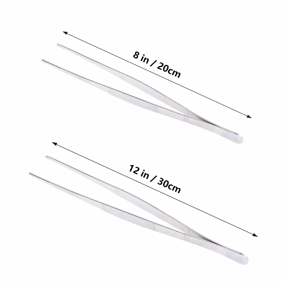 Pinzas rectas romas de acero inoxidable 8 y 12 pulgadas con punta dentada antideslizante juego para laboratorio quirúrgico