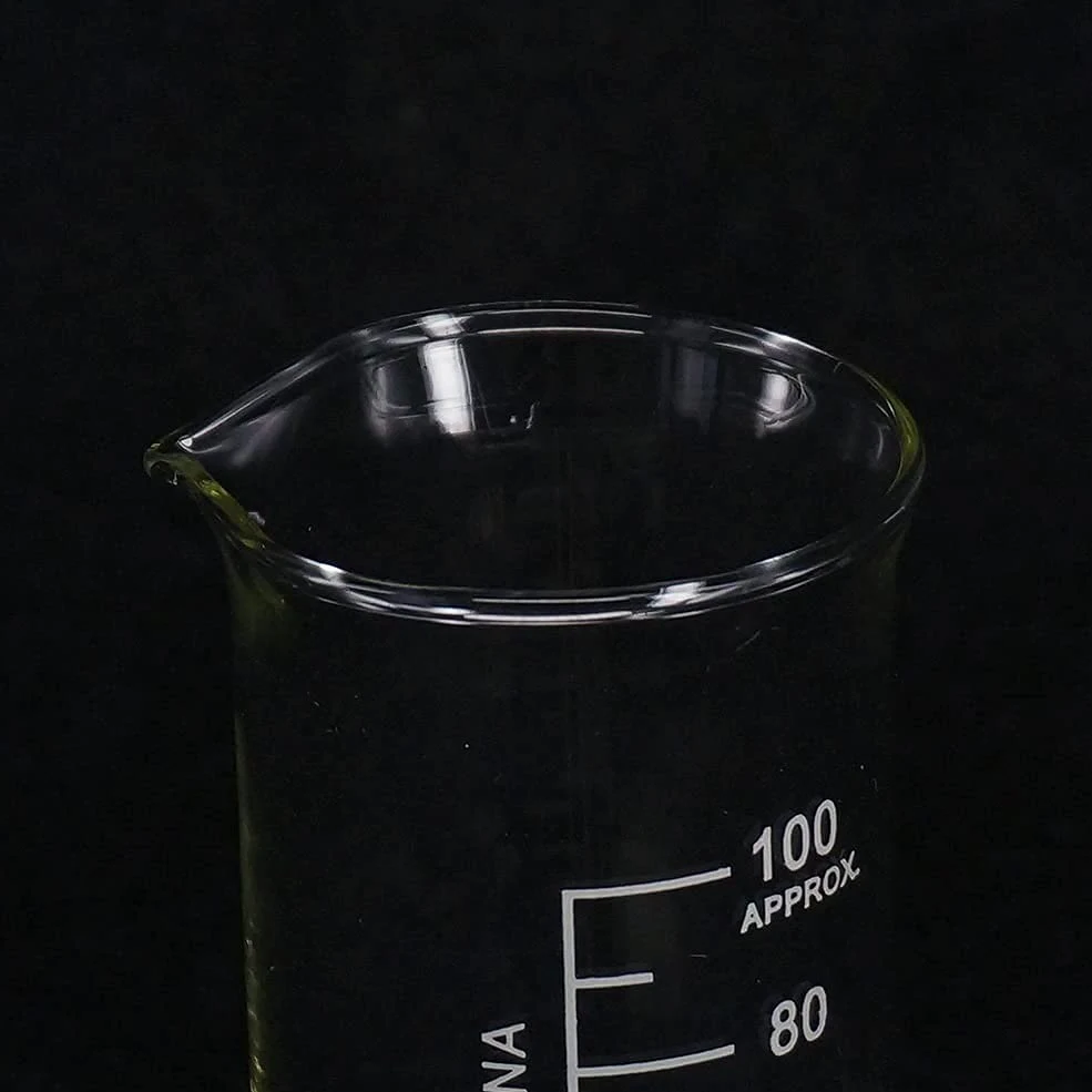 Vaso de vidrio graduado de borosilicato de 100 ml vaso medidor de vidrio de alta forma equipo de laboratorio