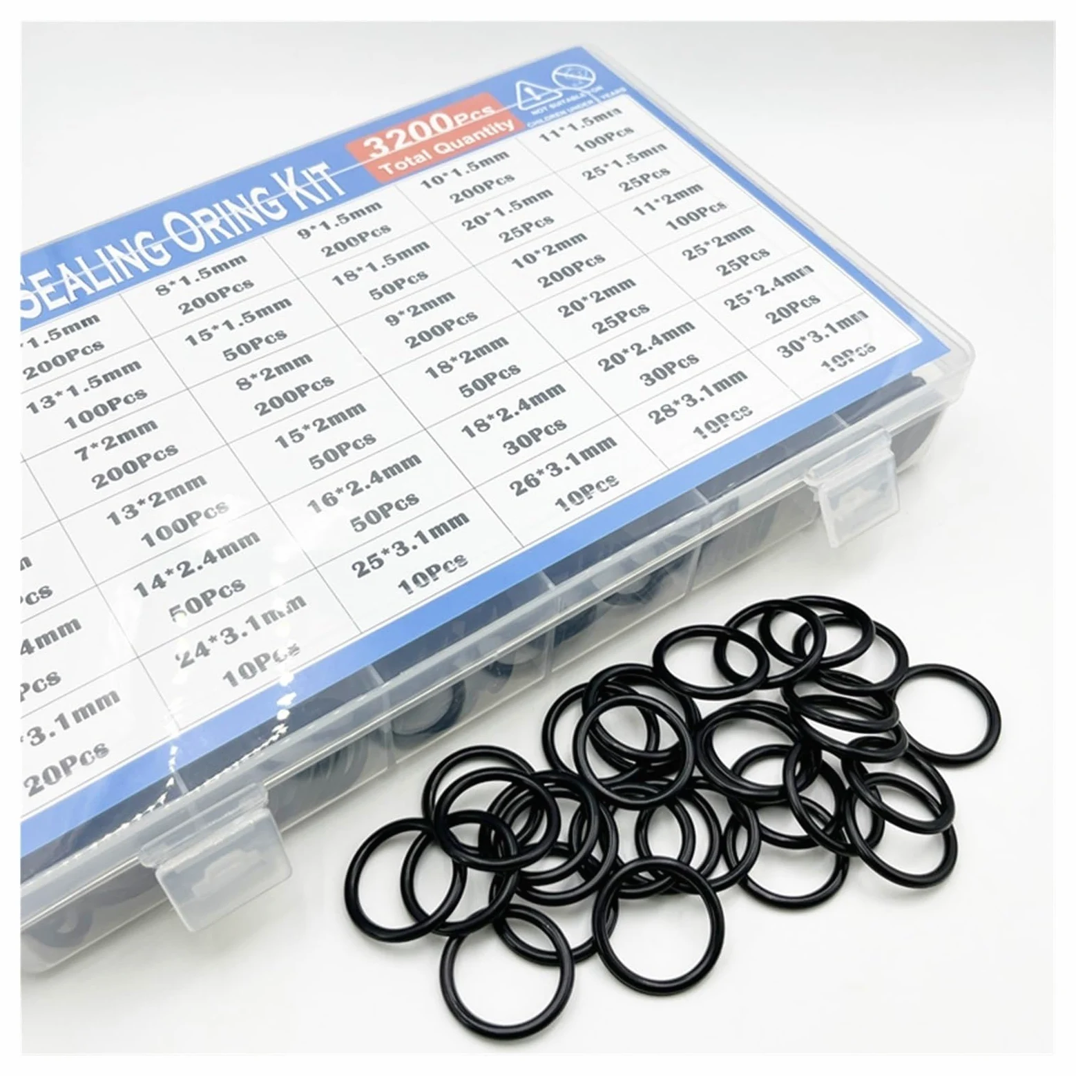 Junta tórica de nitrilo negro, arandela de goma, junta tórica NBR, junta de sellado, grifo de plomería for automóvil, reparación de agua, aceite resistente(2840pcs 1set)