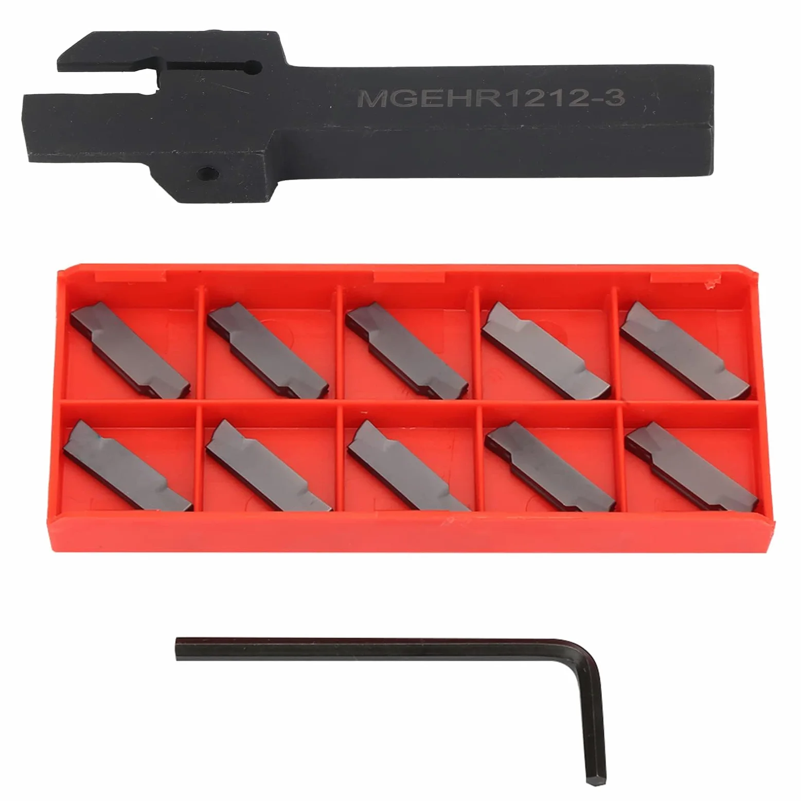 Portaherramientas de Corte de Ranurado de Torno MGEHR1212-3 con 10 Insertos 12x12 Mm