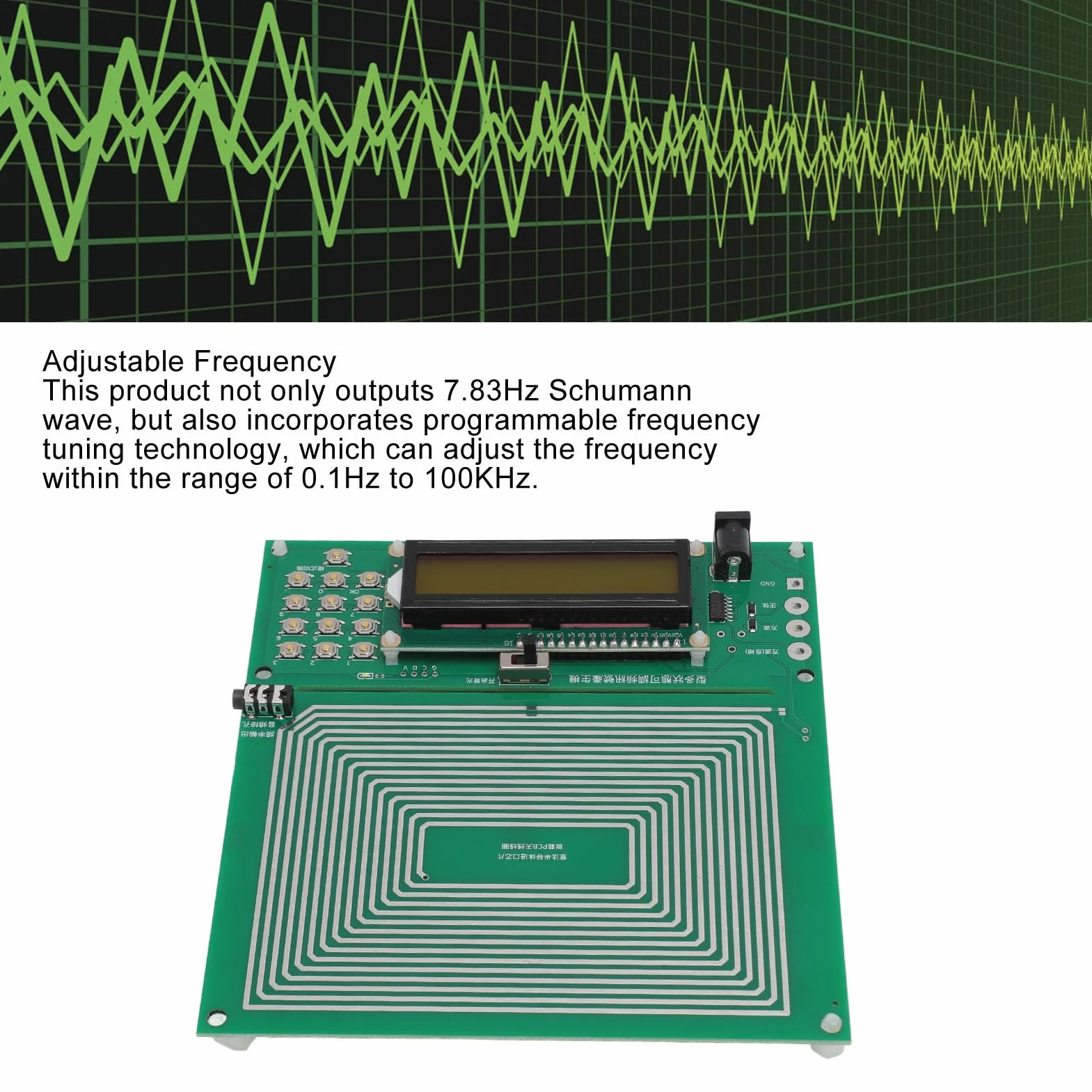 Generador de Onda Schumann, Resonador de Audio Ajustable de 0,01 a 100000 Hz, Pulso de Frecuencia Ultrabaja Sinusoidal Pura de 7,83 Hz