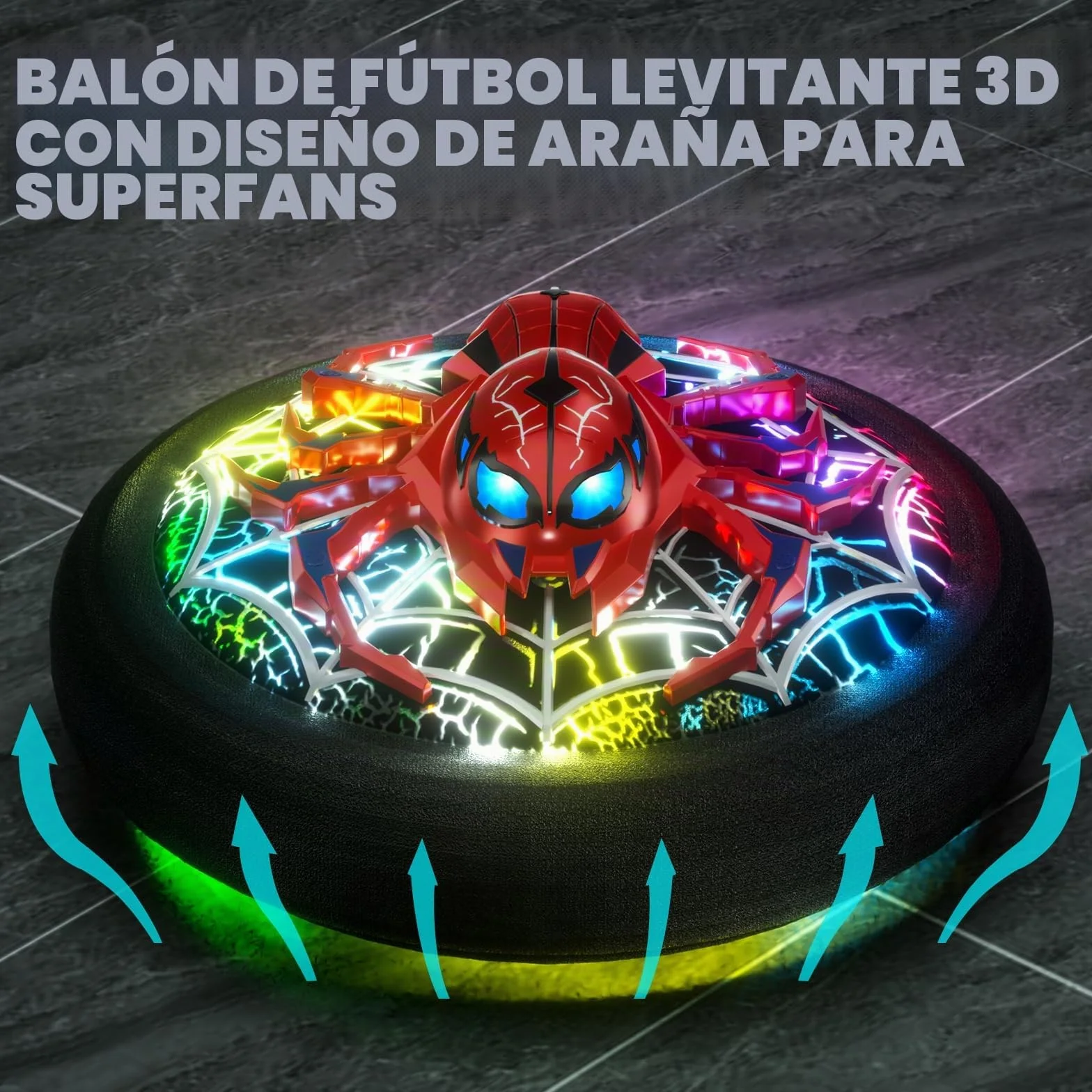 Spider Balón de Fútbol Flotante LED con Batería Recargable, Balón de Propulsión de Aire para Niños 3-8 Años