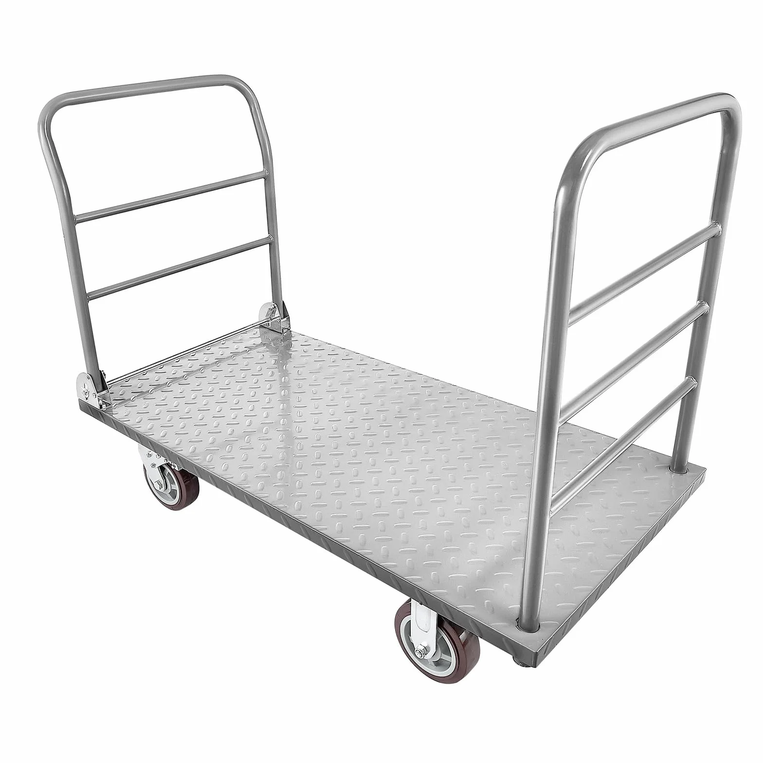 VEVOR Carro Plataforma Plegable de Acero 122 x 61 cm, Carretilla de Transporte Carga de 1202 kg, Carrito Portaequipajes con Plataforma con Ruedas de 152 mm, para Tareas Domésticas, Almacén, Mudanza