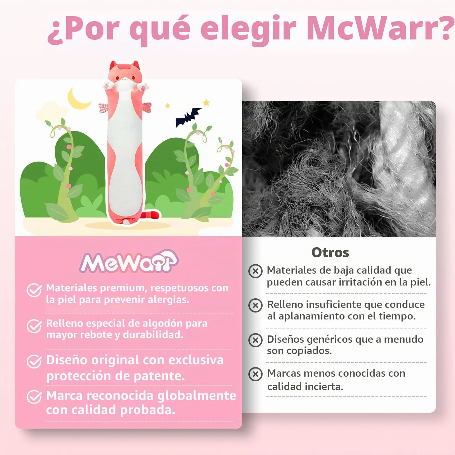 Mewaii Cojín de Peluche Gato Rosa 130 cm Kawaii Juguete para Niños