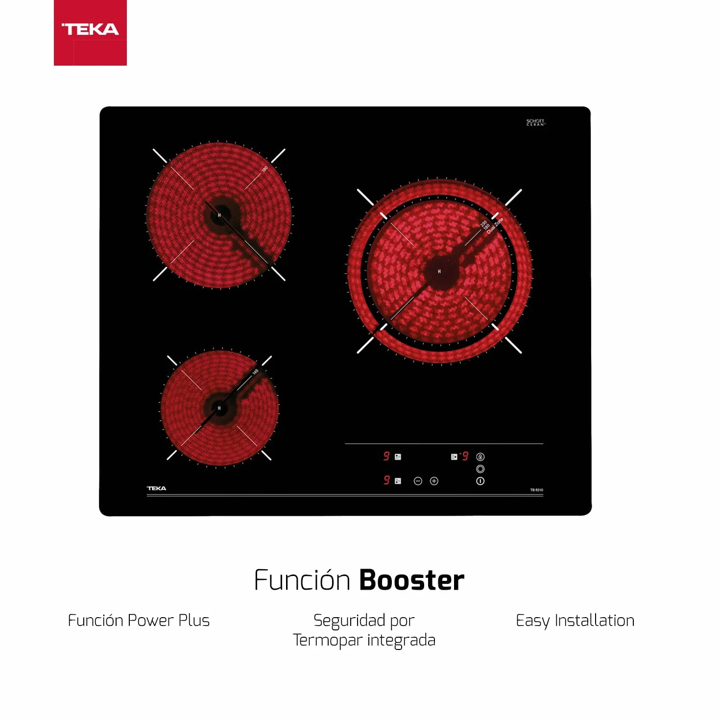 TEKA Placa Vitrocerámica 60 cm 3 Fuegos Touch Control TB 6310