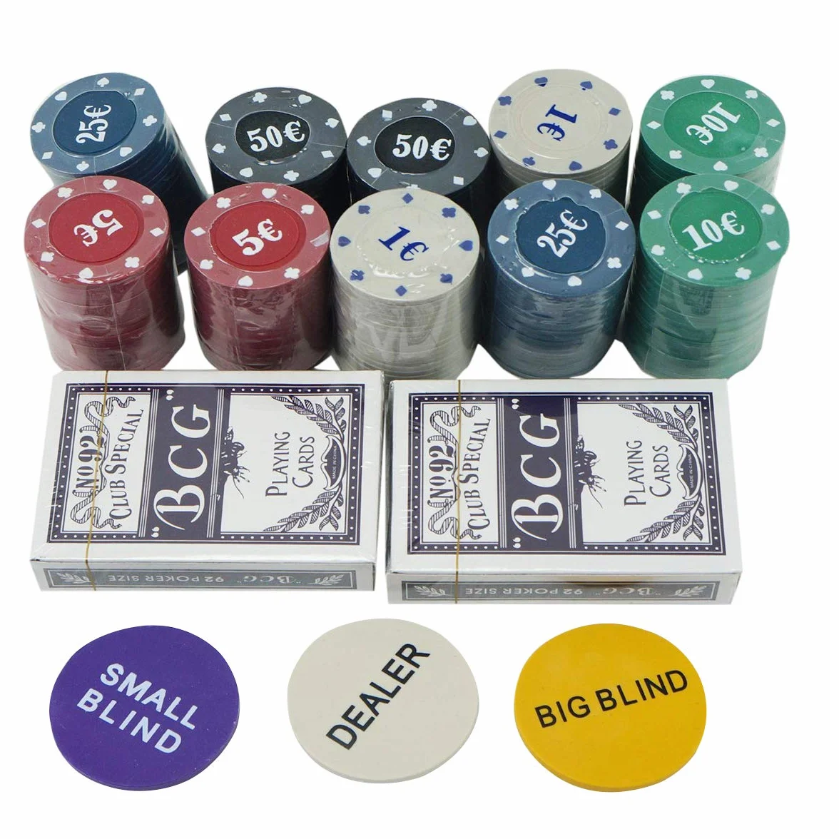 Set de Póker Profesional 200 Fichas, 2 Barajas, Botón Dealer, Tapete, Caja Metálica para Texas Holdem