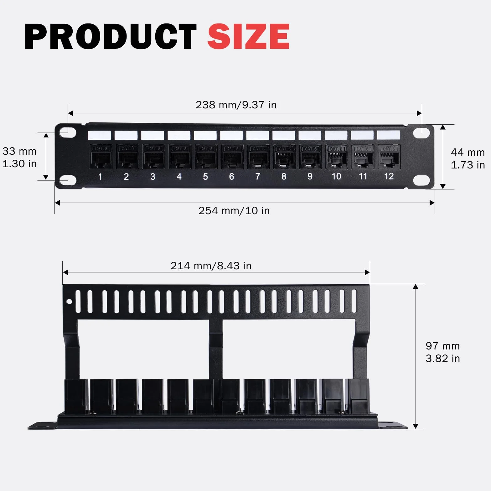 GeeekPi 12 puertos panel de conexión Cat6 1U montaje en rack con acoplador Keystone gestión de cables para DeskPi RackMate T1 T0 T2 Plus