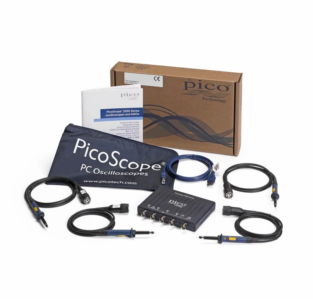 Pico Technology PicoScope 2406B Kit de Osciloscopio 4 canales USB Digital Portatil, 50 MHz con sondas y PS7 software